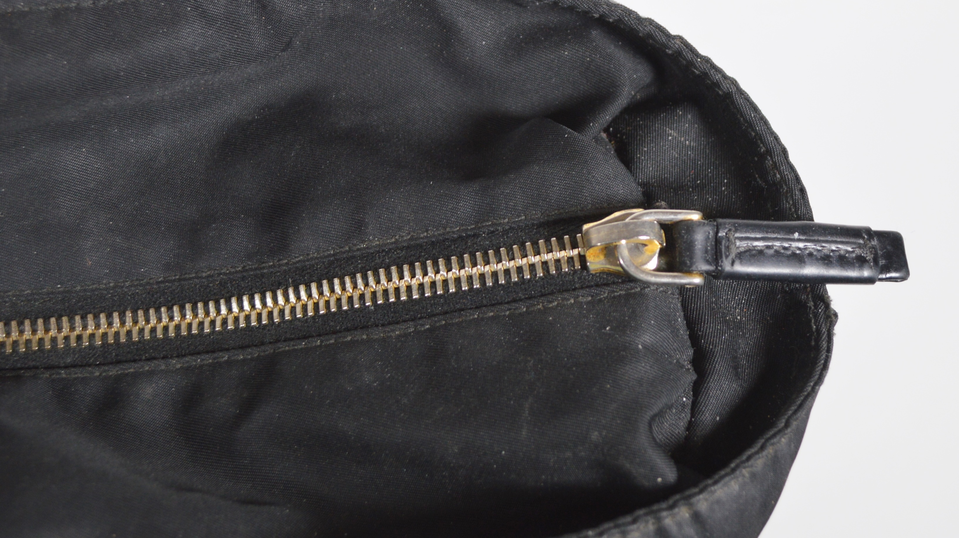 Prada Black Tessuto Nylon Logo Grommet Shoulder Bag