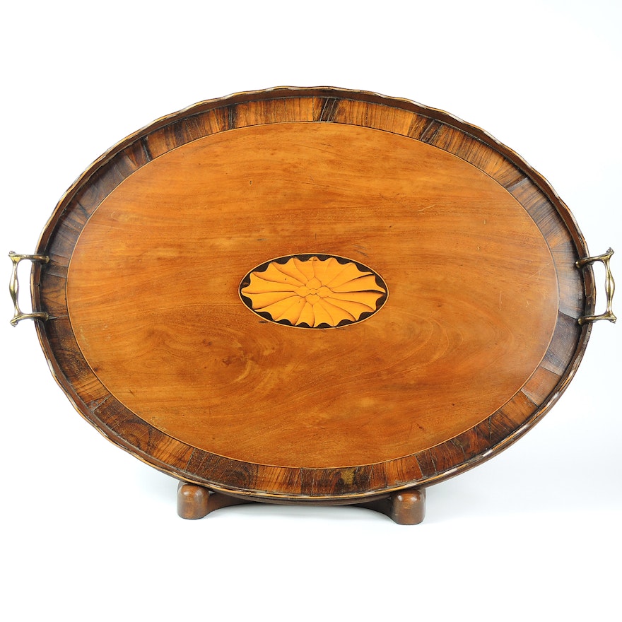 Georgian Rosewood Tray with Inlay with Custom Wooden Stand