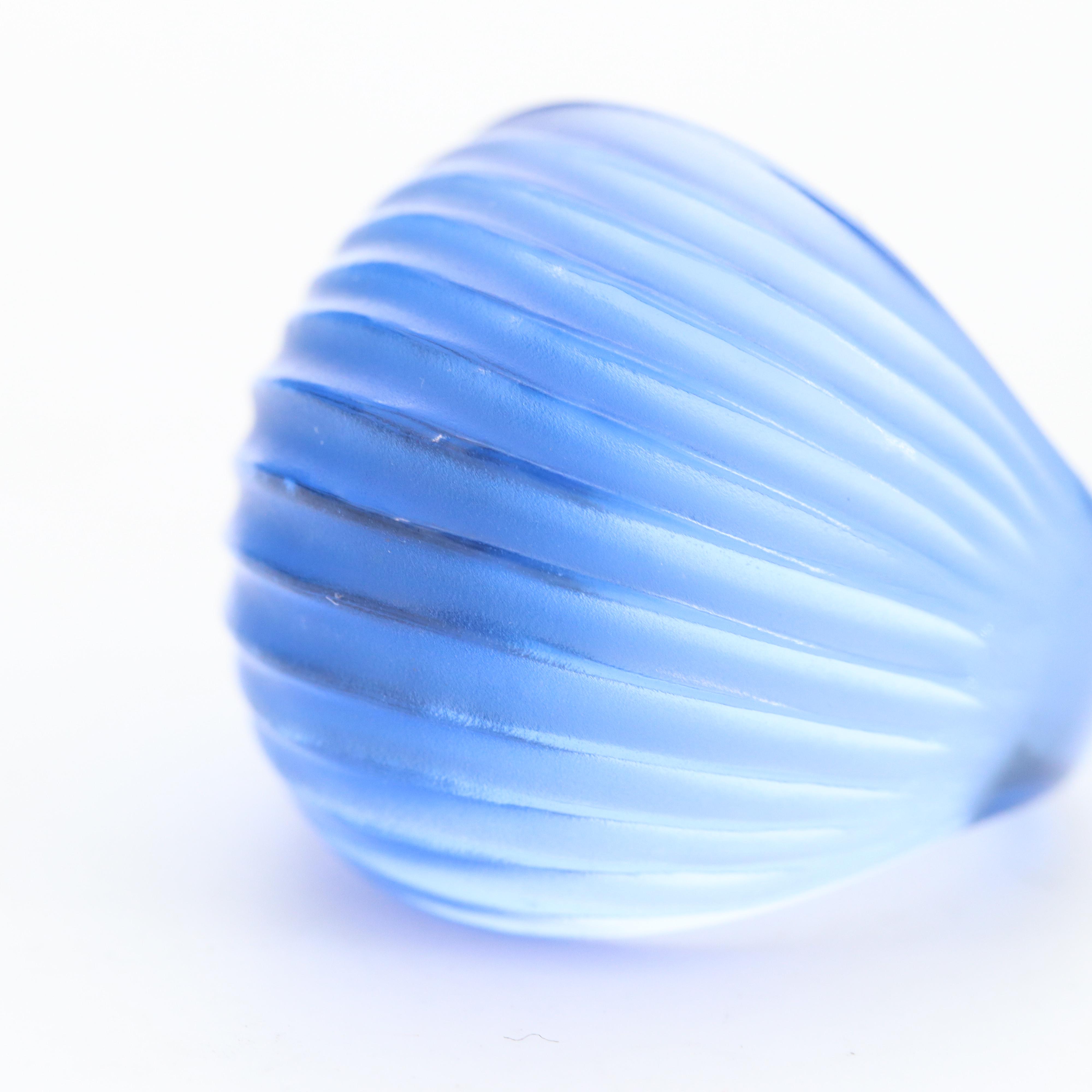 Lalique "Heliconia" Glass Crystal Dome Ring