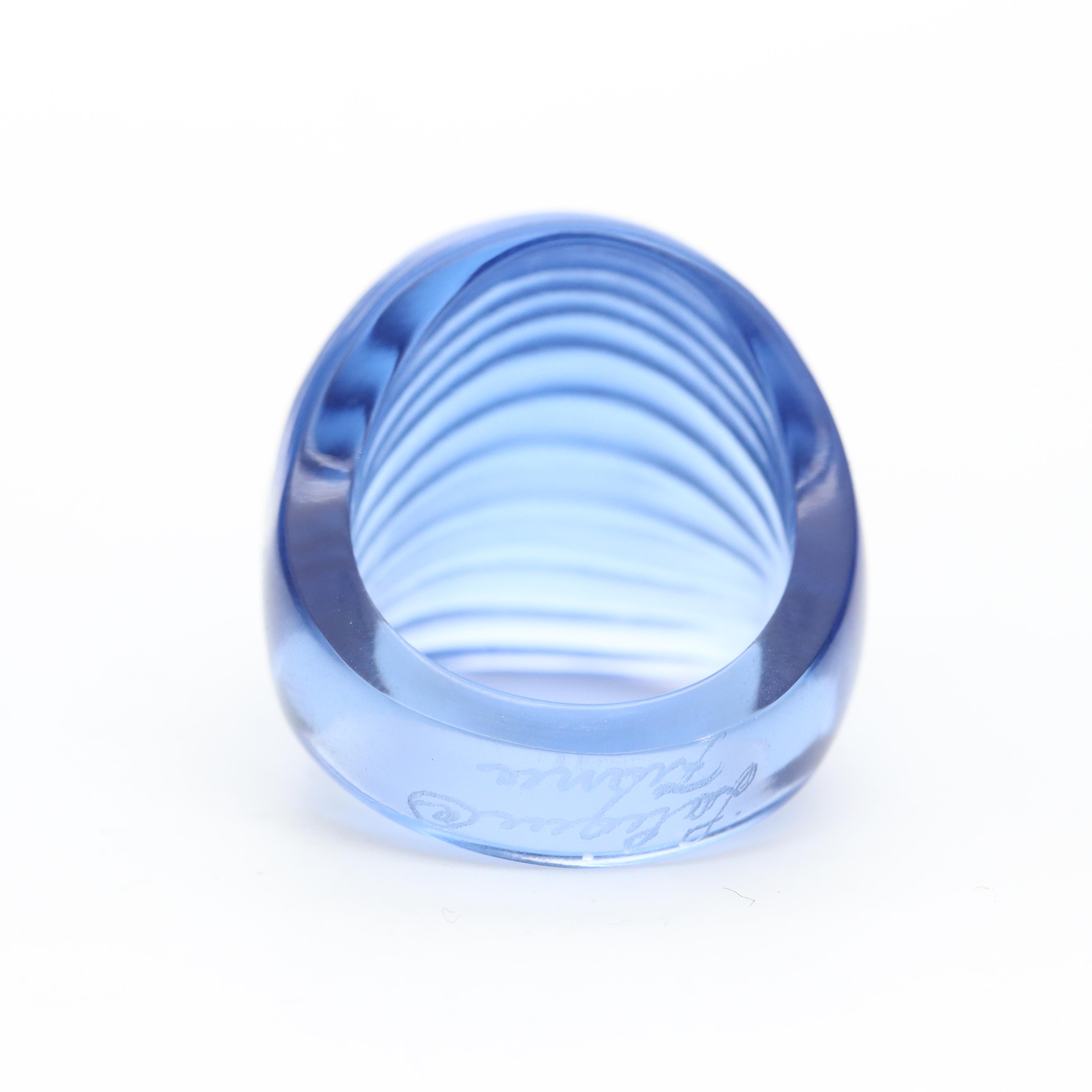 Lalique "Heliconia" Glass Crystal Dome Ring