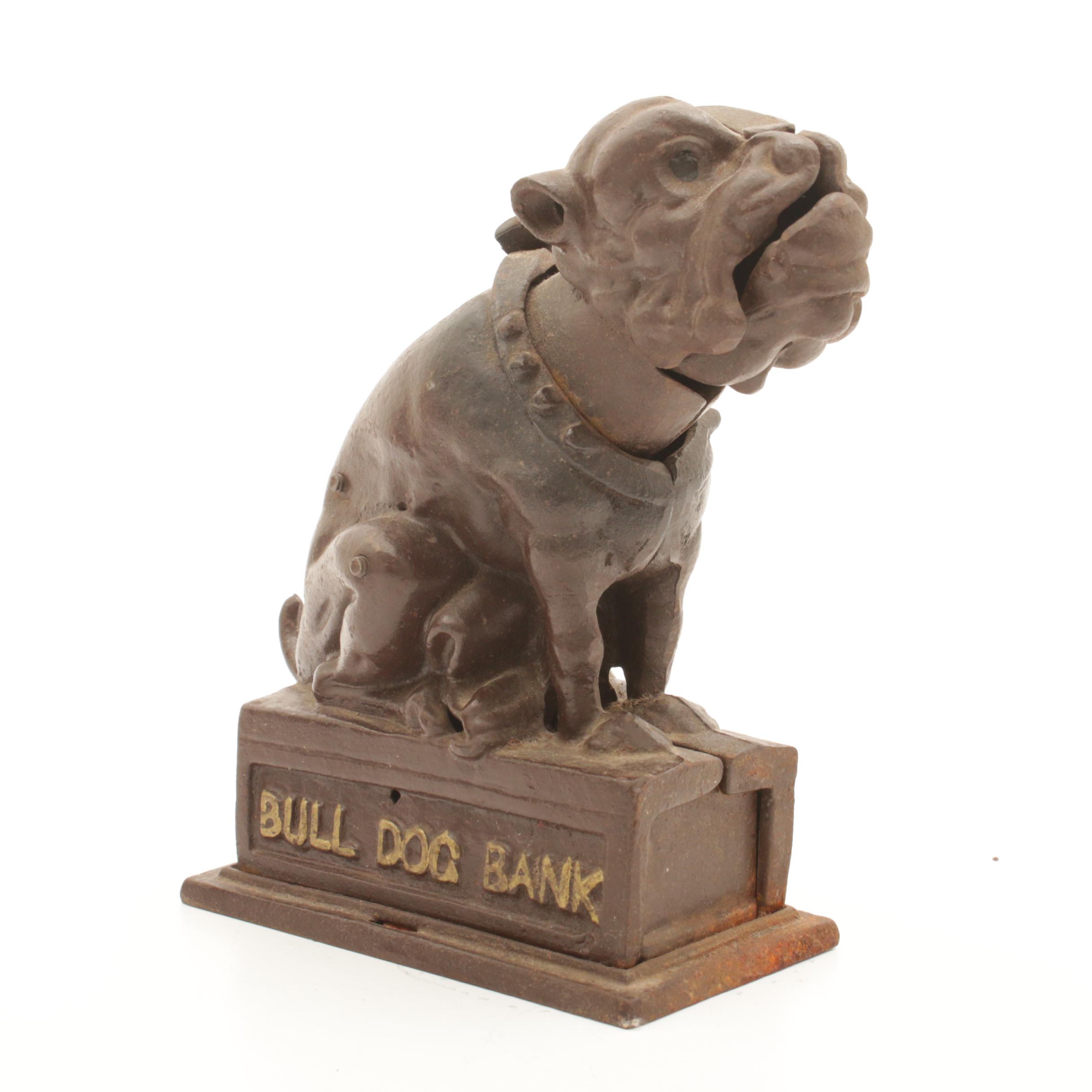 Mechanical Cast Iron Bulldog Bank, Early to Mid 20th Century