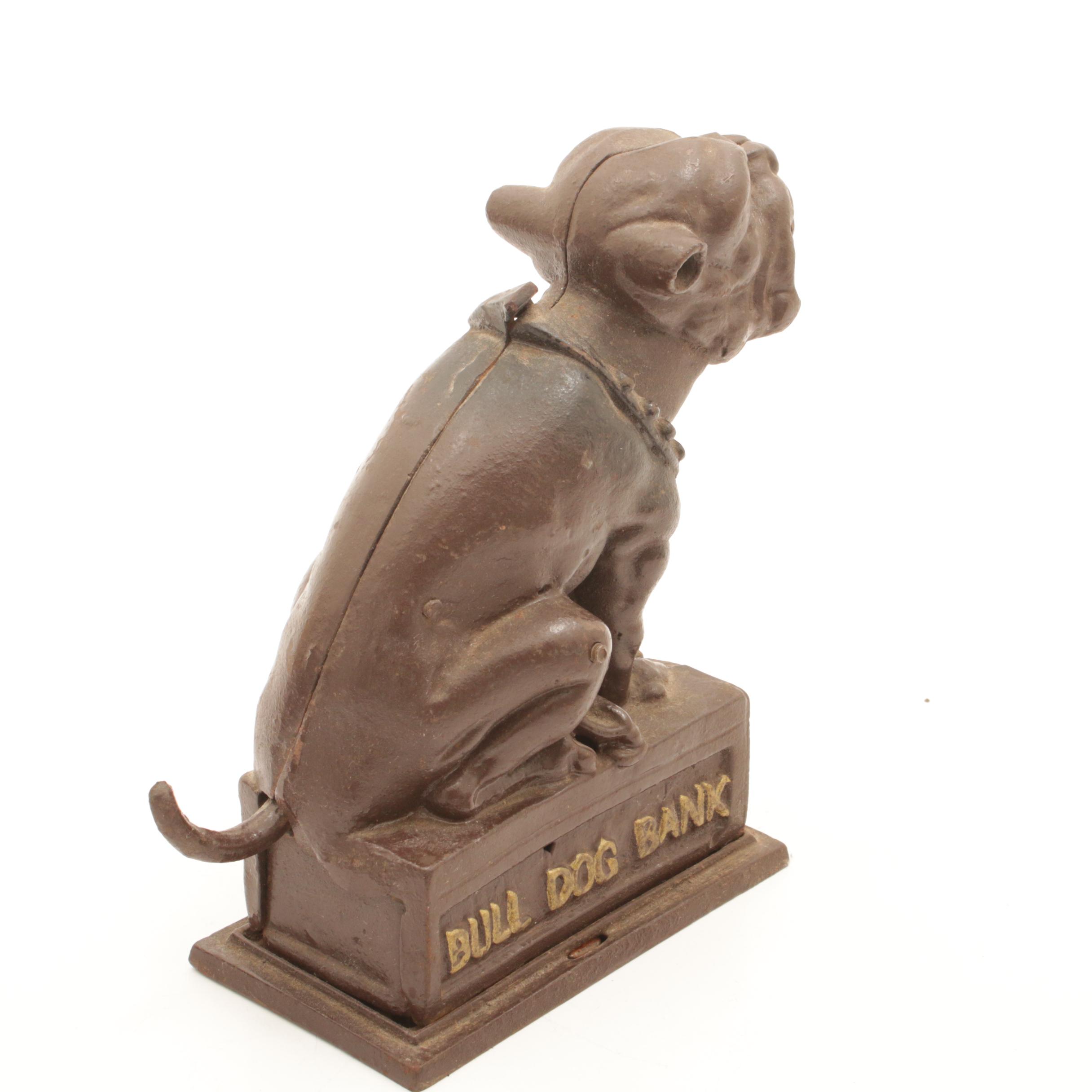 Mechanical Cast Iron Bulldog Bank, Early to Mid 20th Century