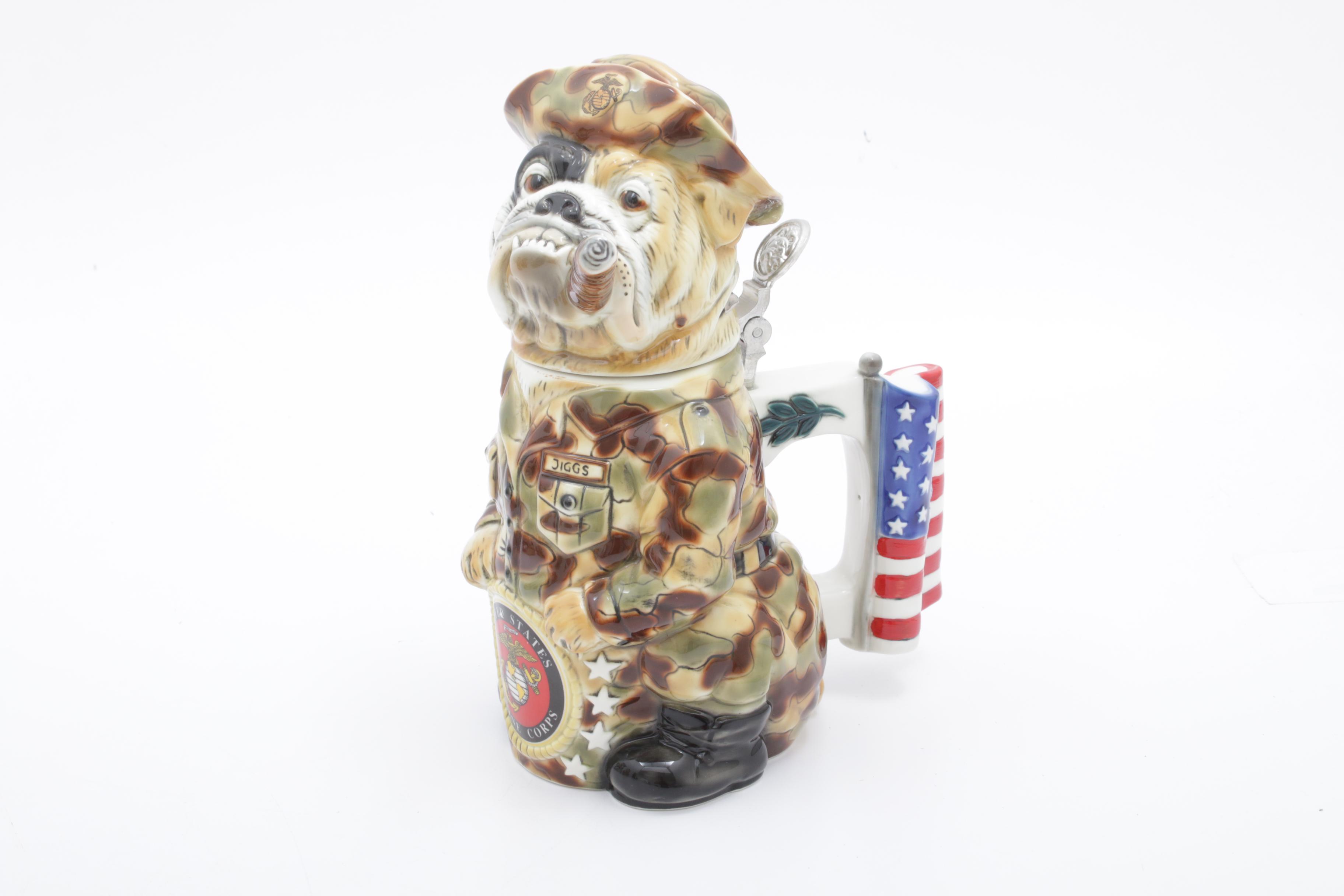 Albert Stahl Figural Character Bulldog Steins, Vintage