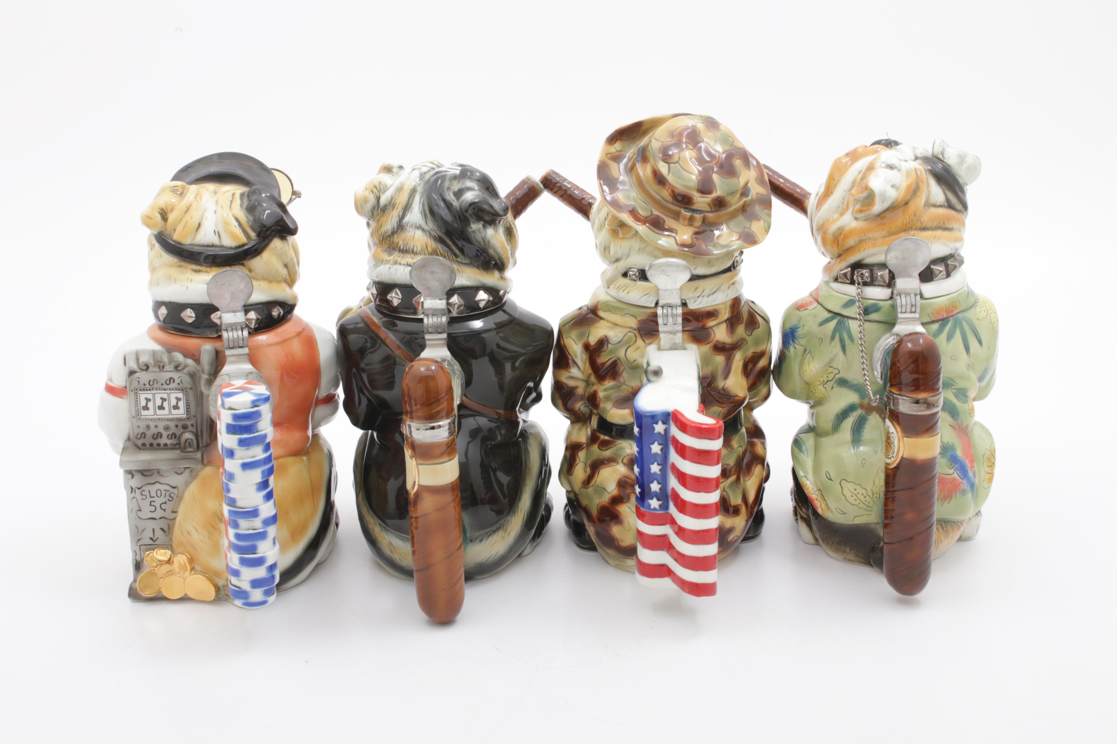 Albert Stahl Figural Character Bulldog Steins, Vintage