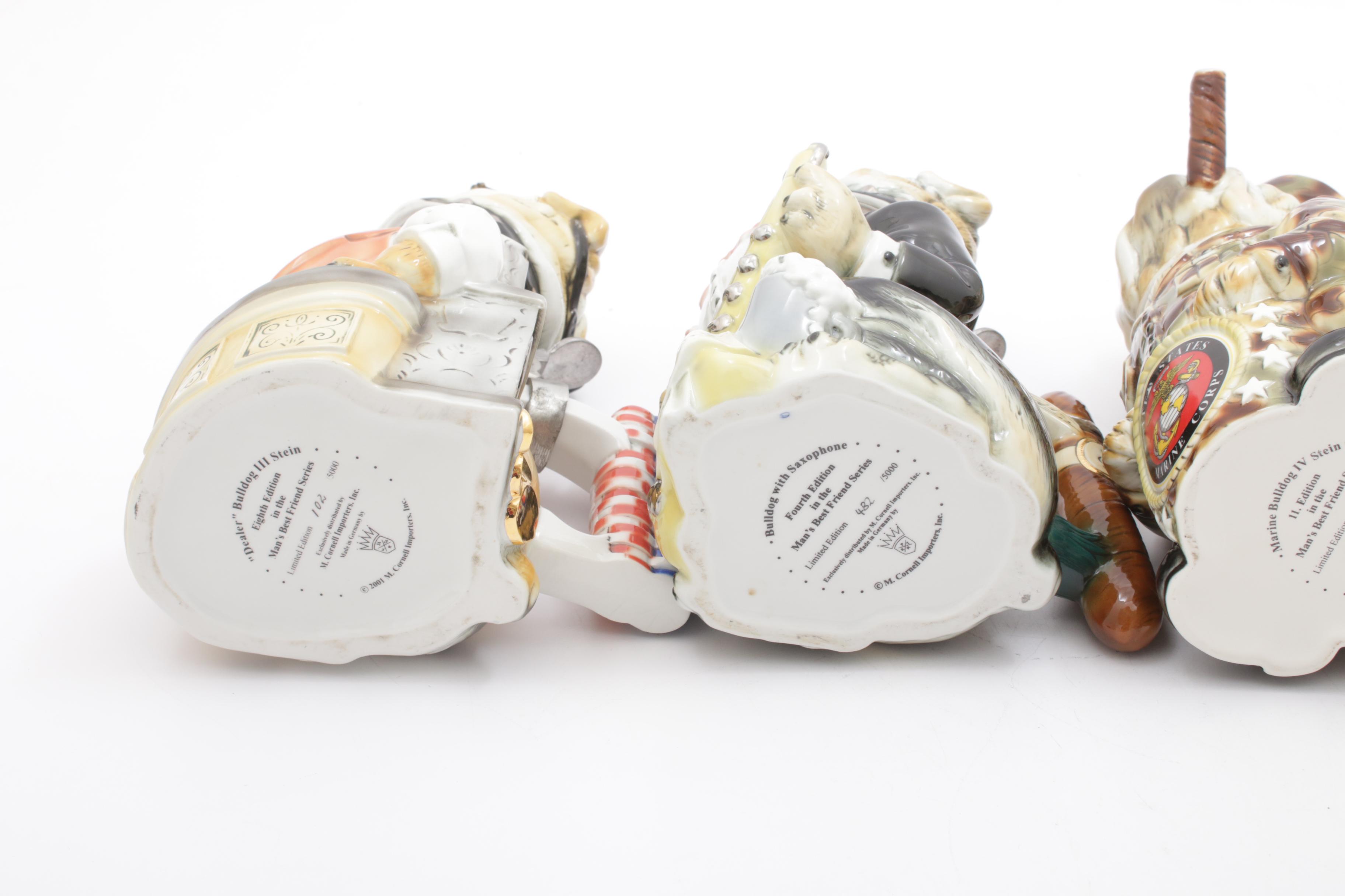 Albert Stahl Figural Character Bulldog Steins, Vintage