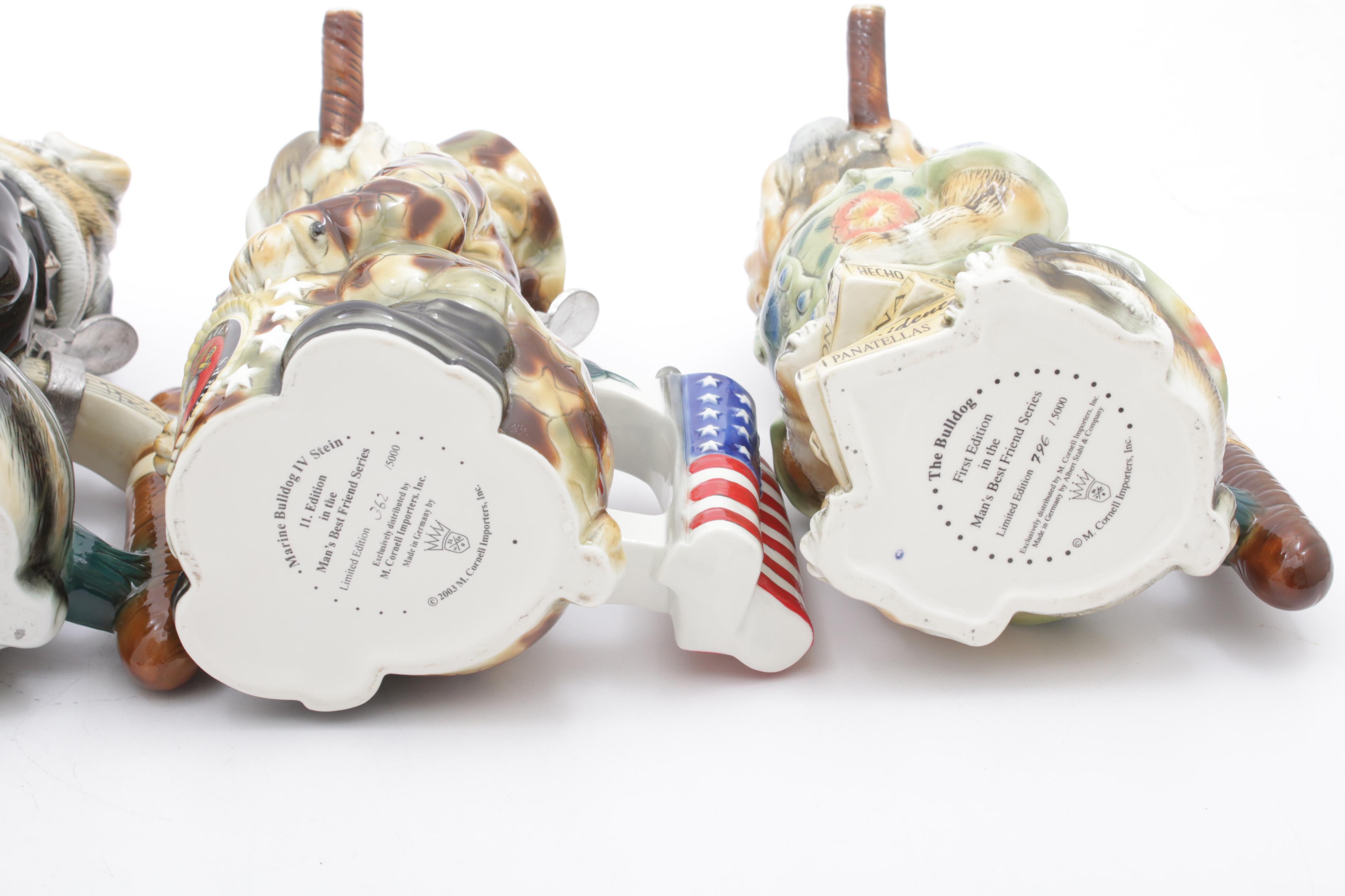 Albert Stahl Figural Character Bulldog Steins, Vintage