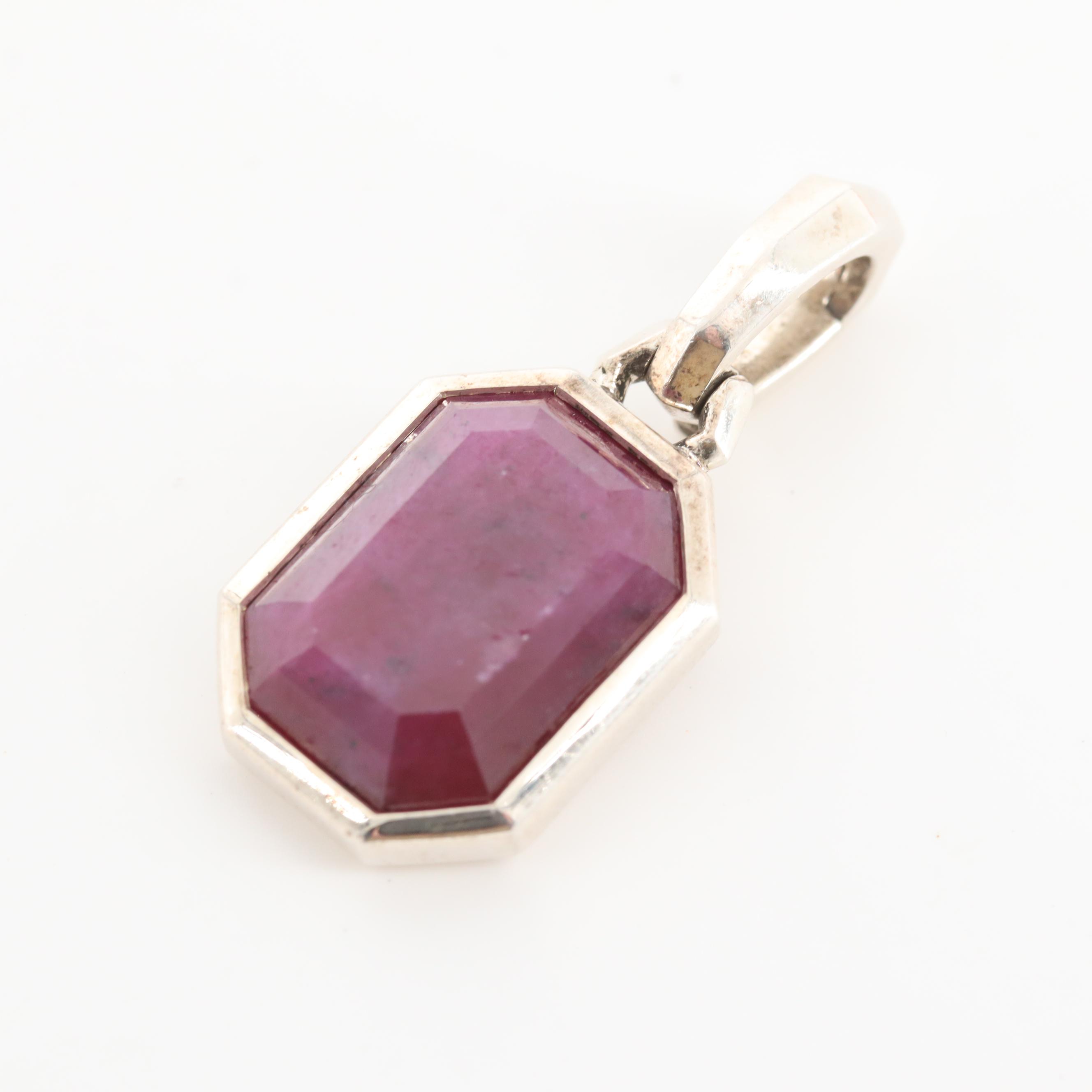 Sterling David Yurman Ruby Pendant and Tiffany & Co. "Signature X" Earrings