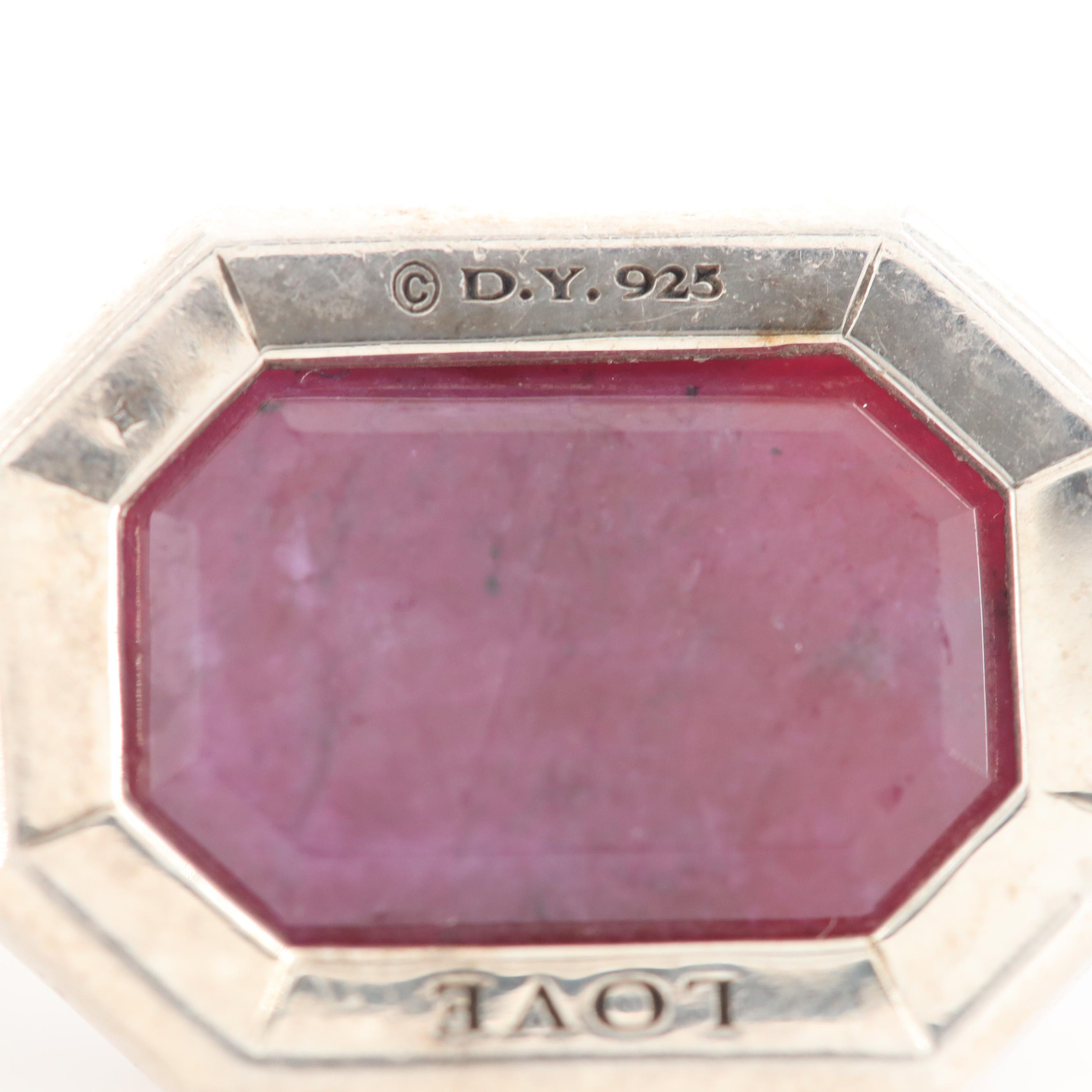 Sterling David Yurman Ruby Pendant and Tiffany & Co. "Signature X" Earrings