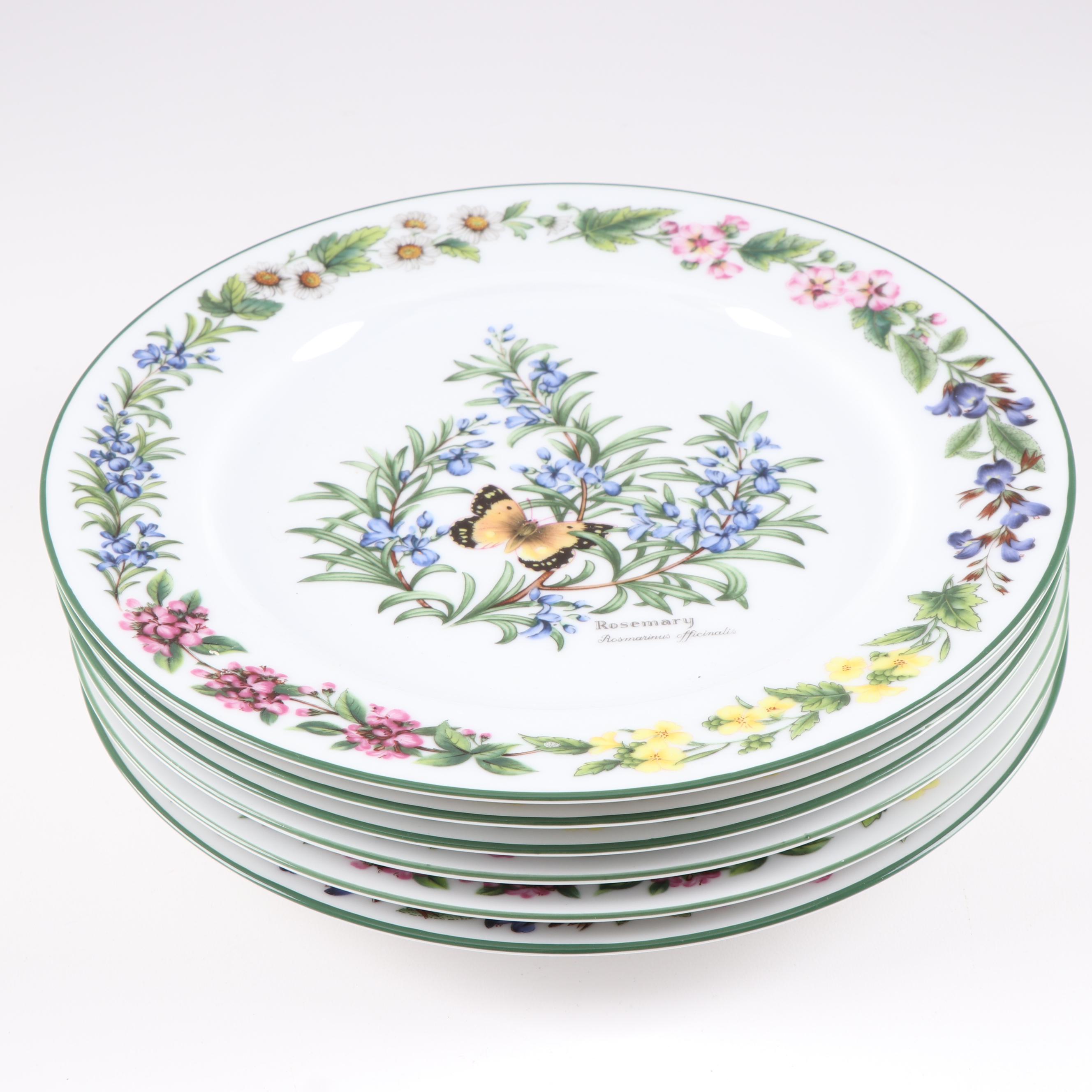 Royal Worcester "Worchester Herbs" Dinner Plates and "Colours" Service Plates
