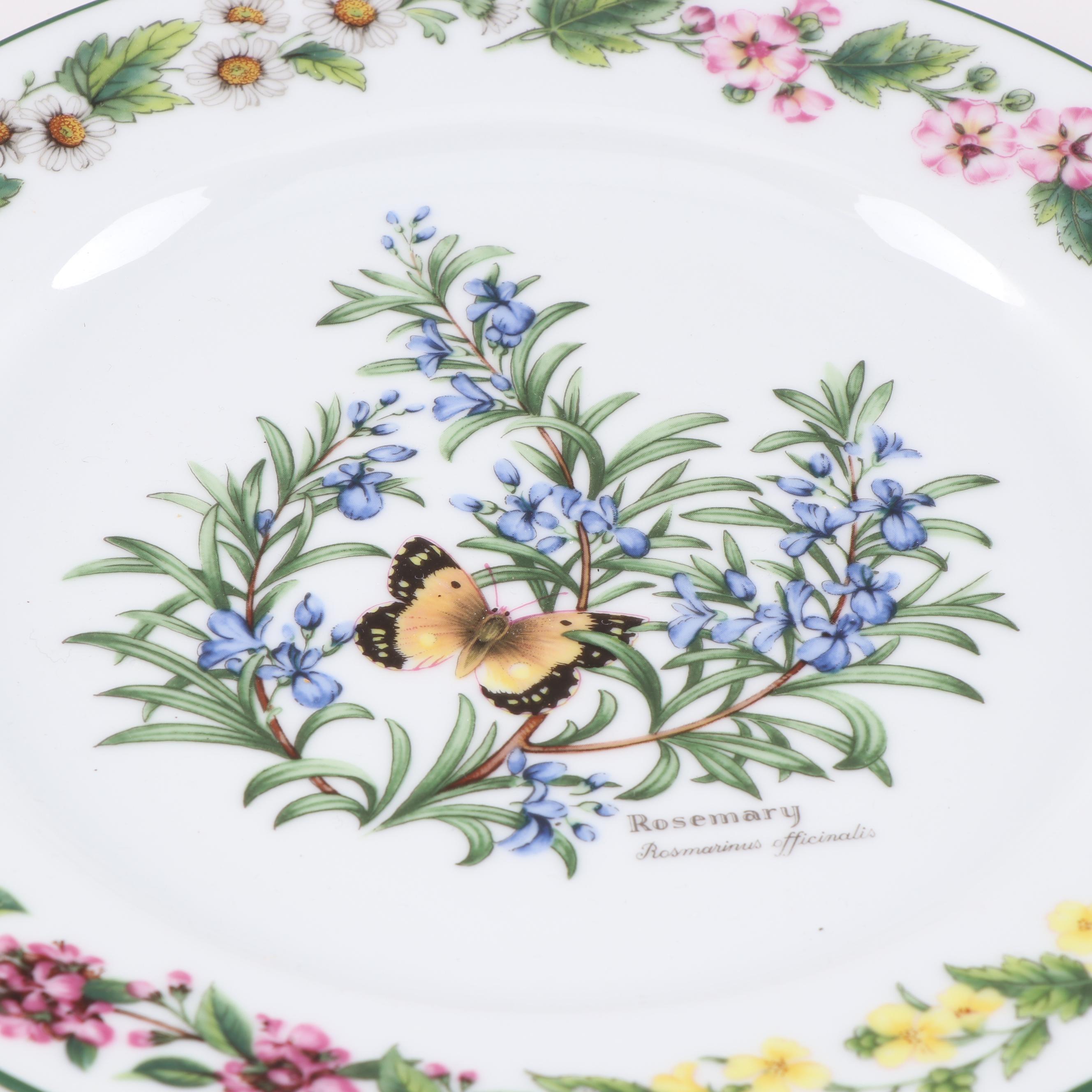 Royal Worcester "Worchester Herbs" Dinner Plates and "Colours" Service Plates