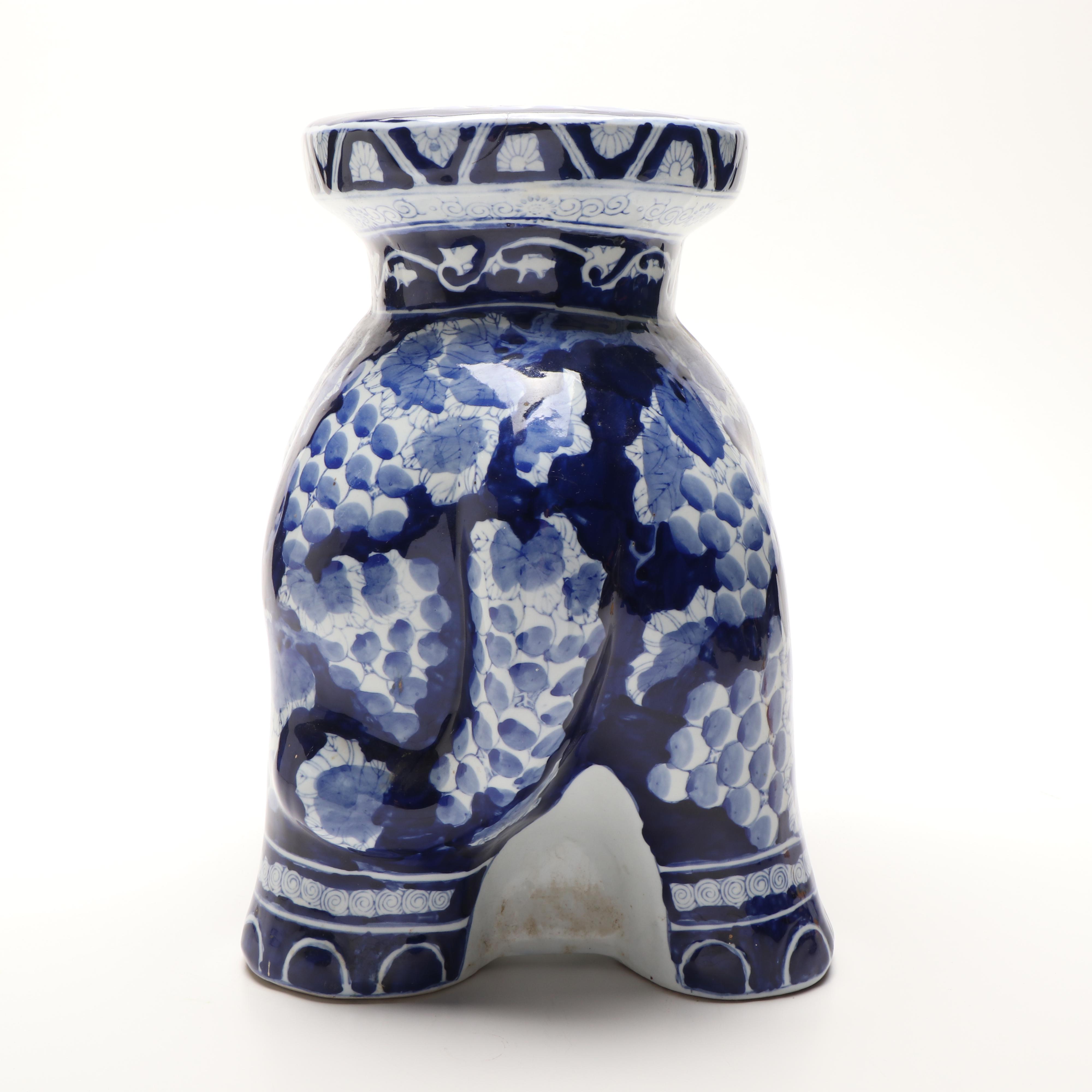 Chinese Blue and White Elephant Porcelain Garden Stool