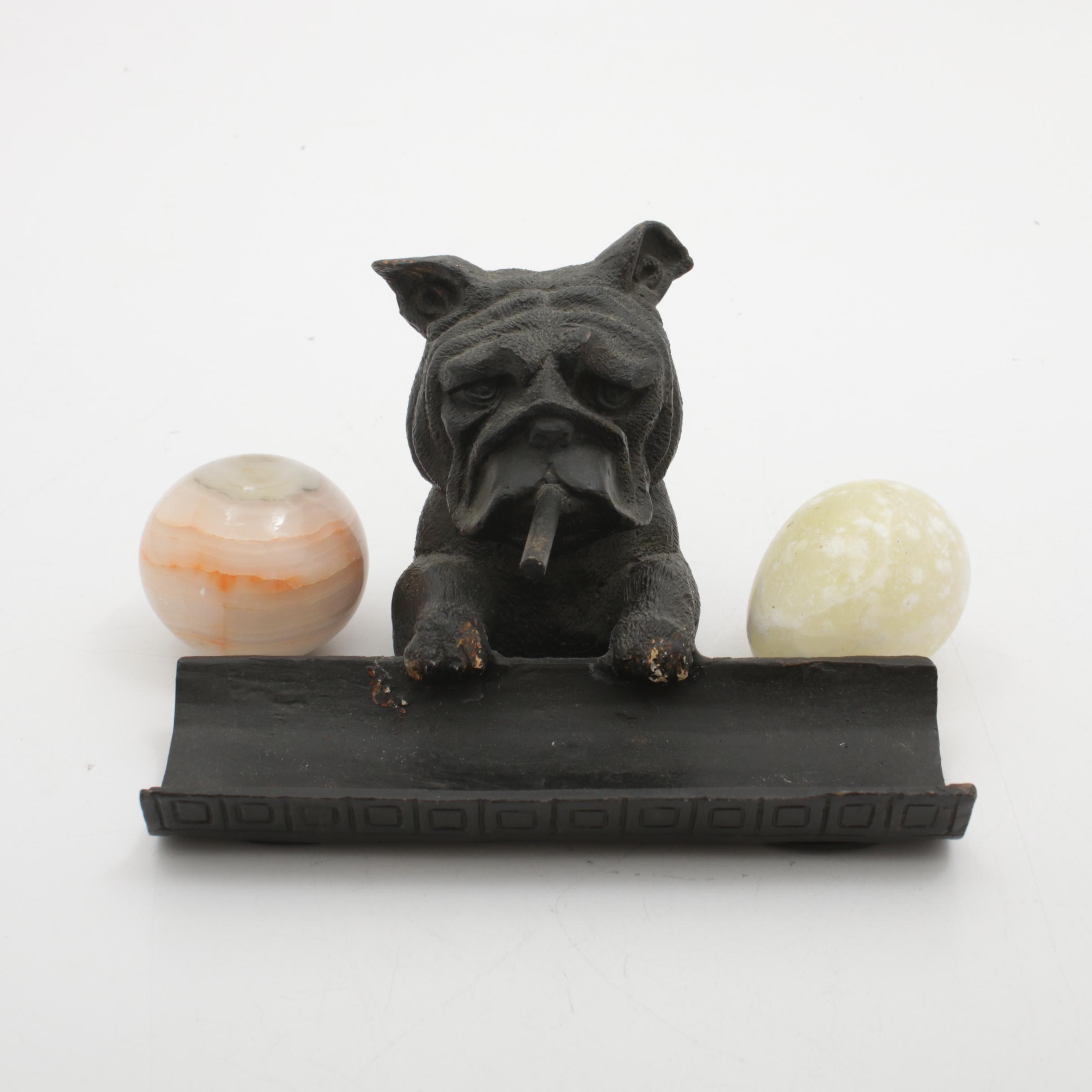 Cast Iron Cigar Bulldog Decorative Bowl