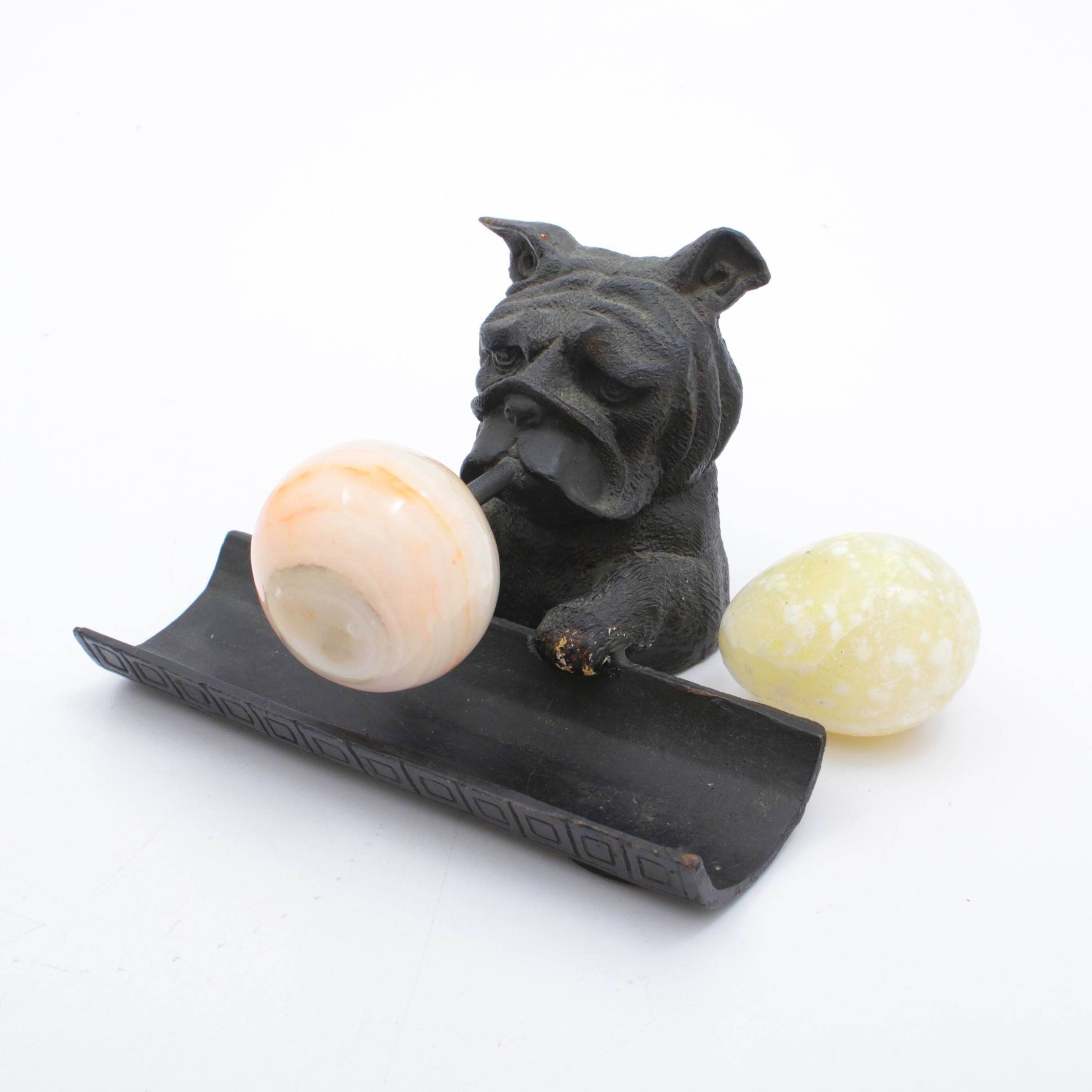 Cast Iron Cigar Bulldog Decorative Bowl