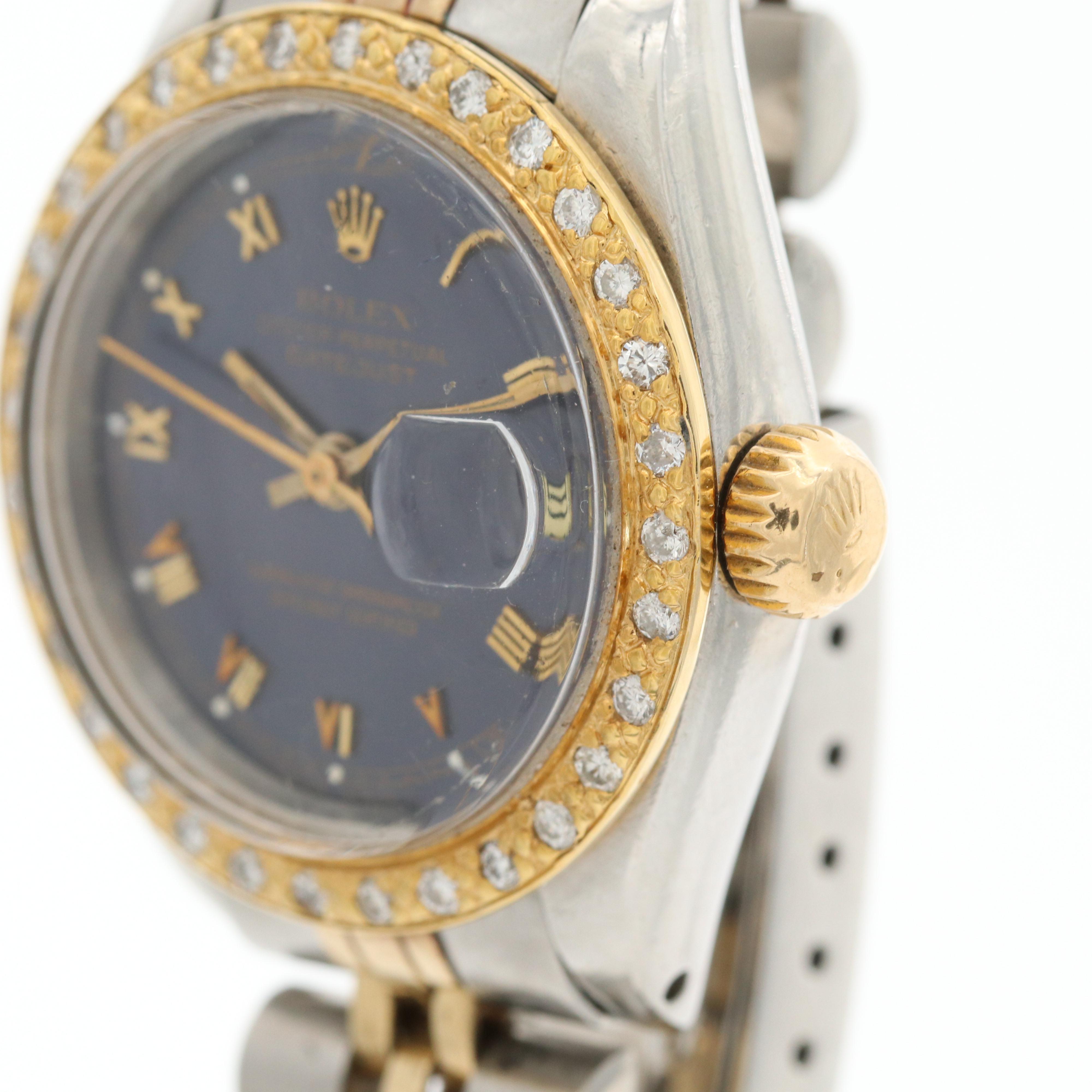 Rolex Datejust 14K Gold and Stainless Steel Watch With Diamond Bezel, 1979
