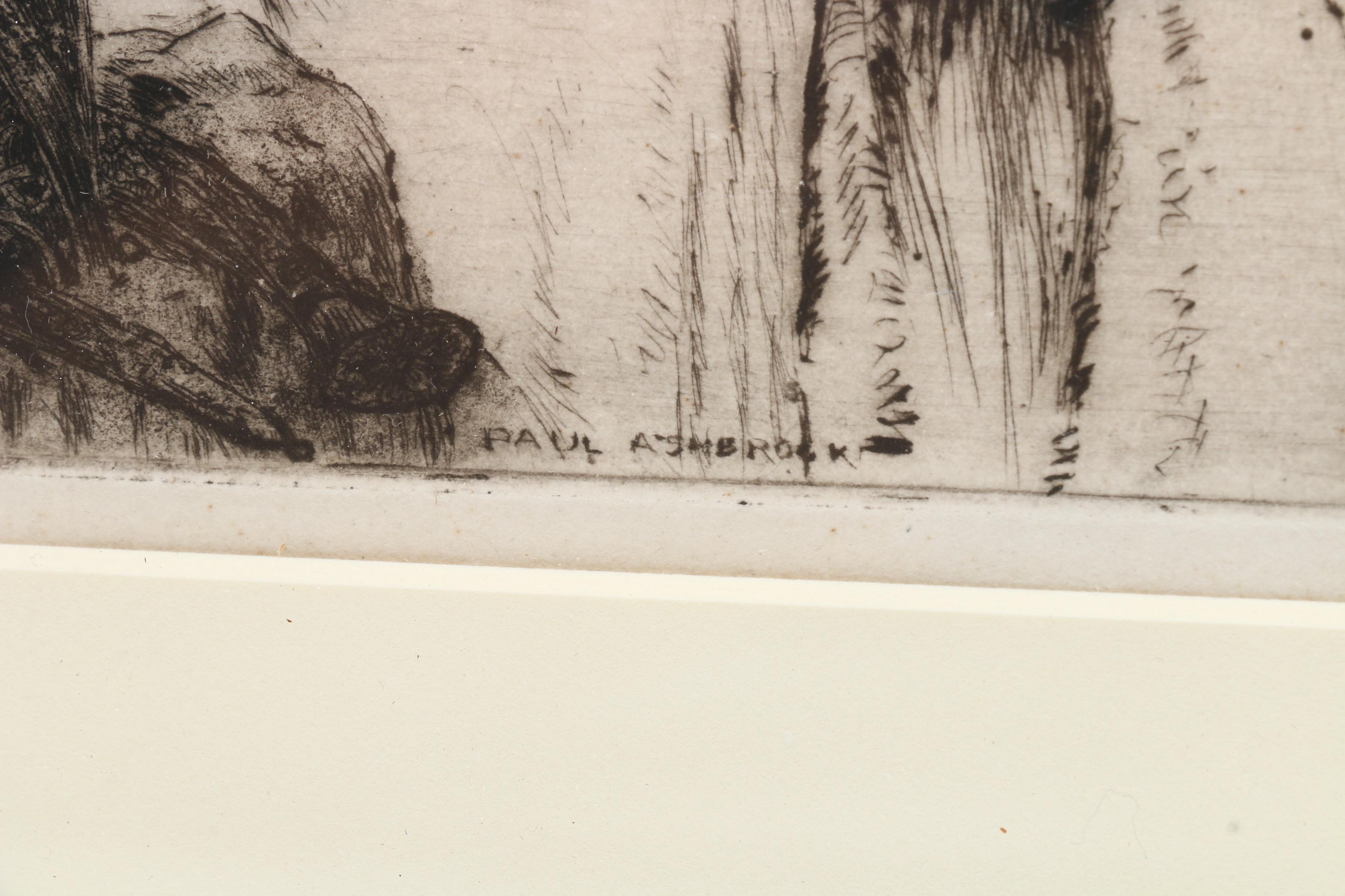 Paul Ashbrook Etching of Middle Eastern Market Scene