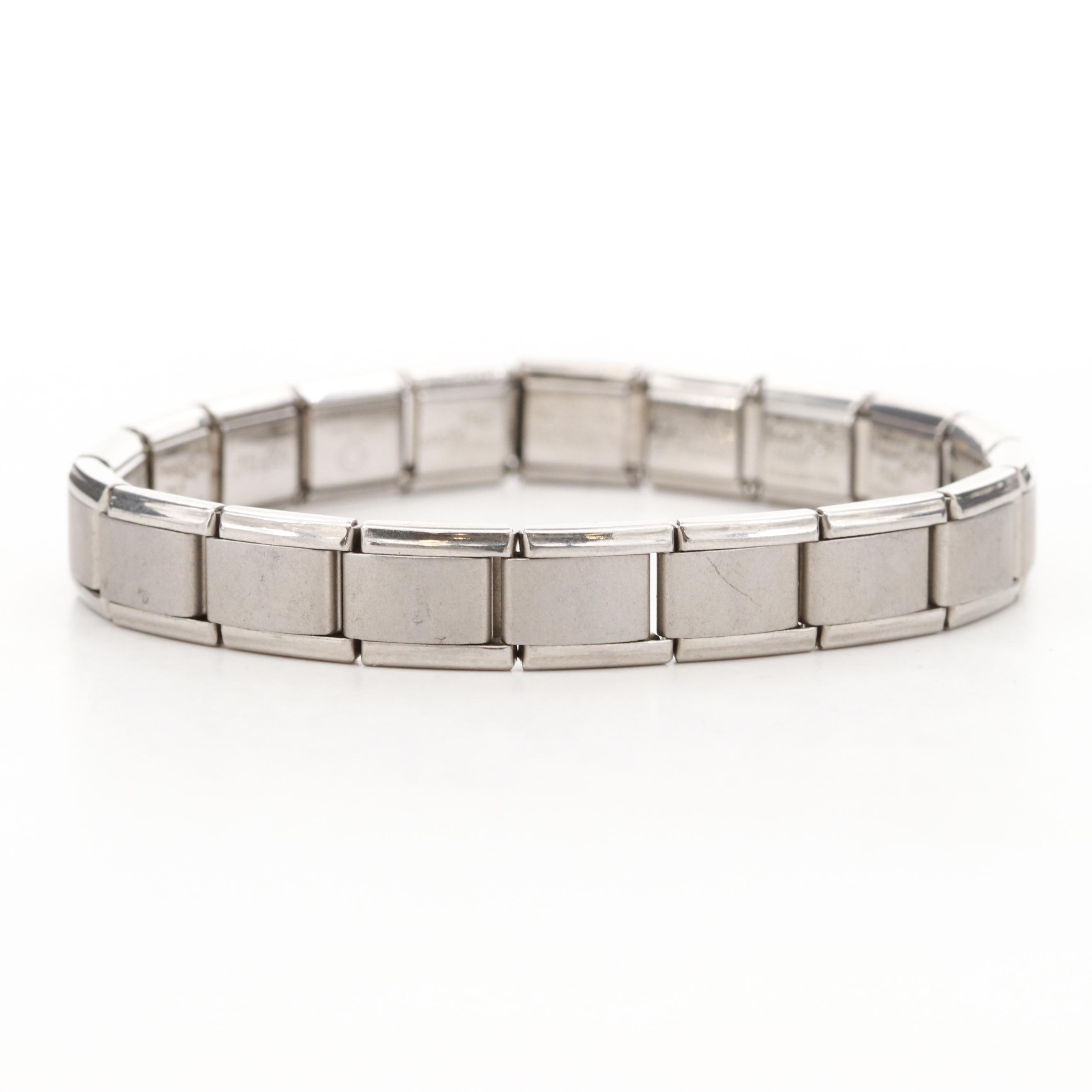 Stainless Steel Expendable Italian Charm Bracelet with Five Charms