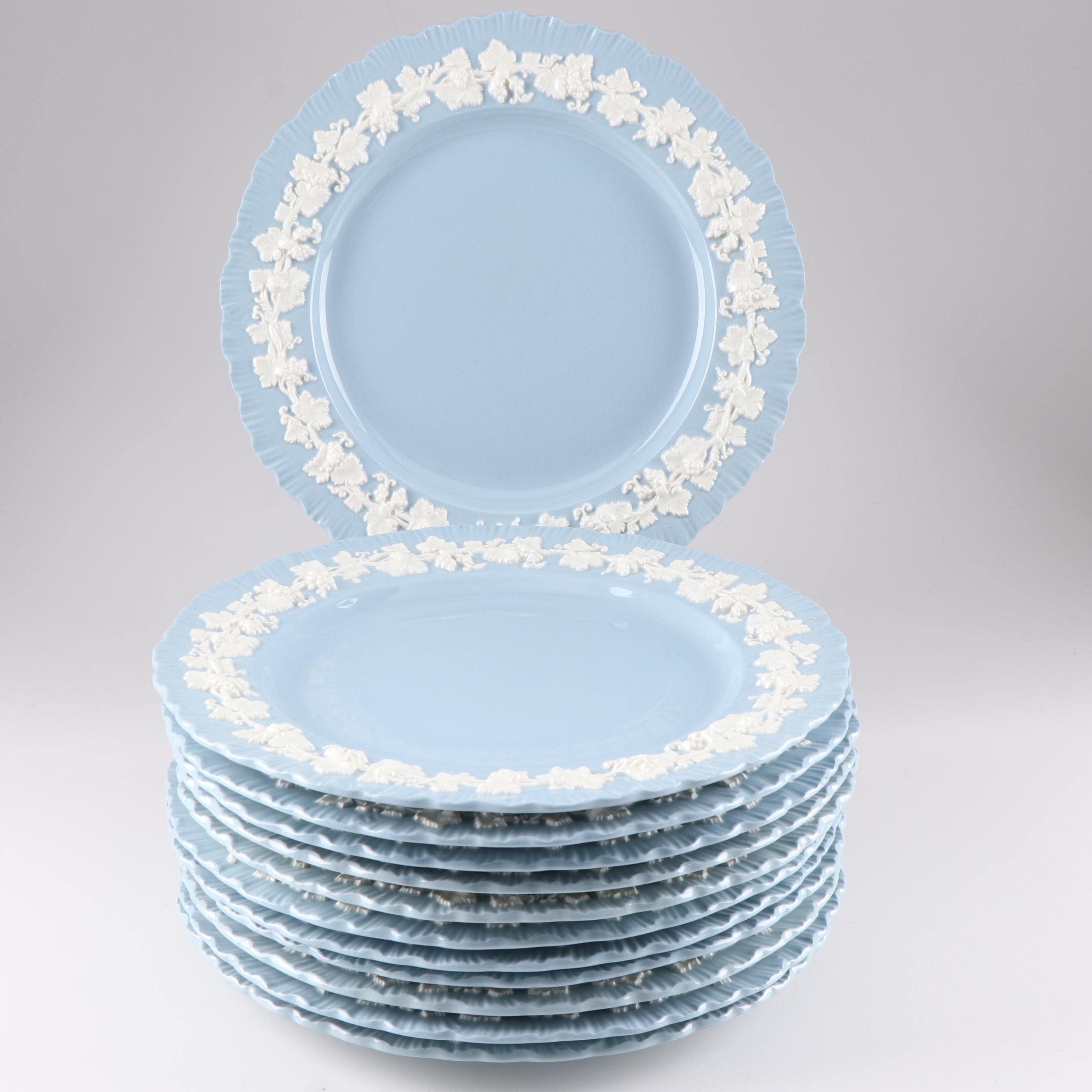 Wedgwood "Cream Color on Lavender" with Shell Edge Porcelain Dinner Plates