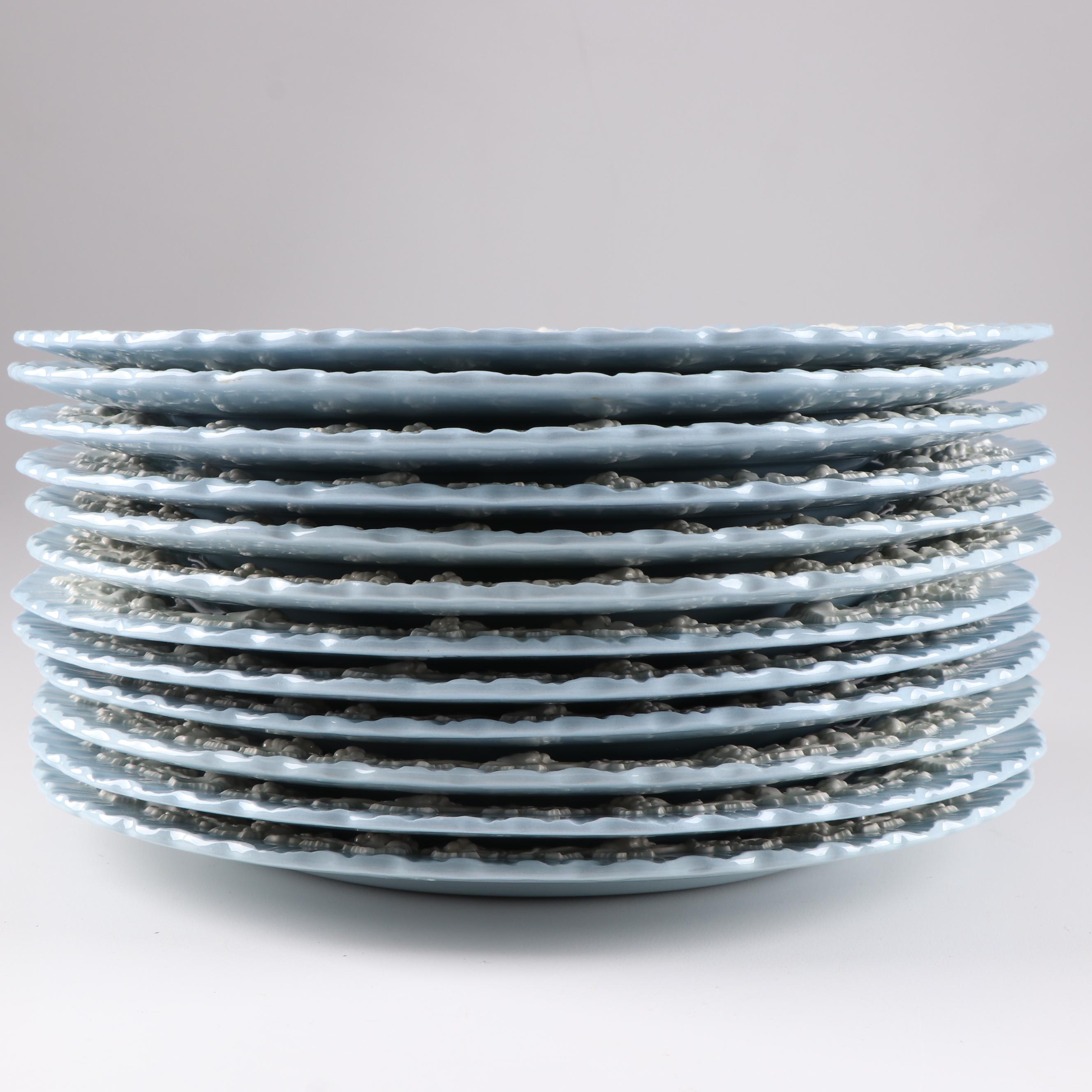 Wedgwood "Cream Color on Lavender" with Shell Edge Porcelain Dinner Plates