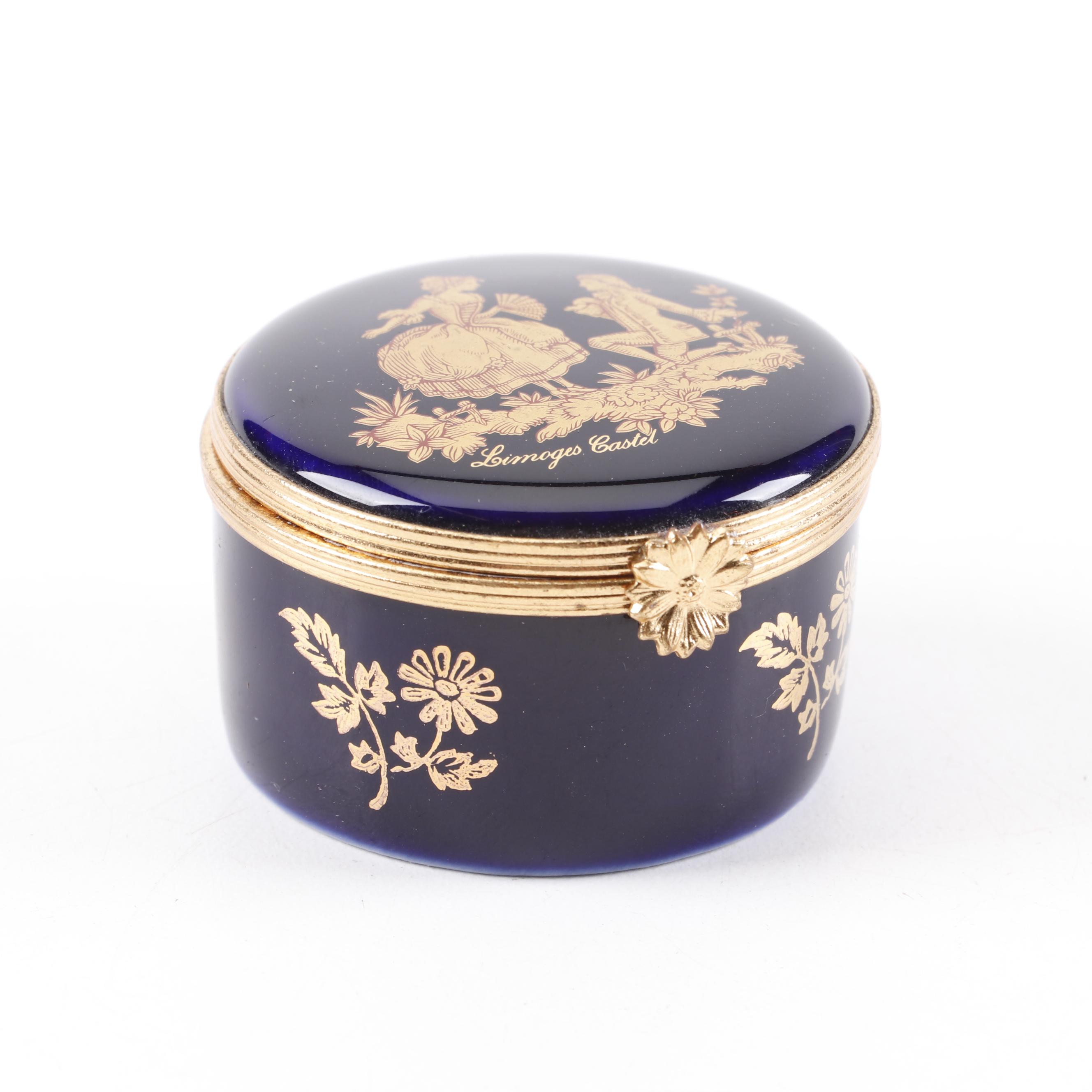 Limoges Castel 22 Karat Gold Embellished Porcelain Trinket Box