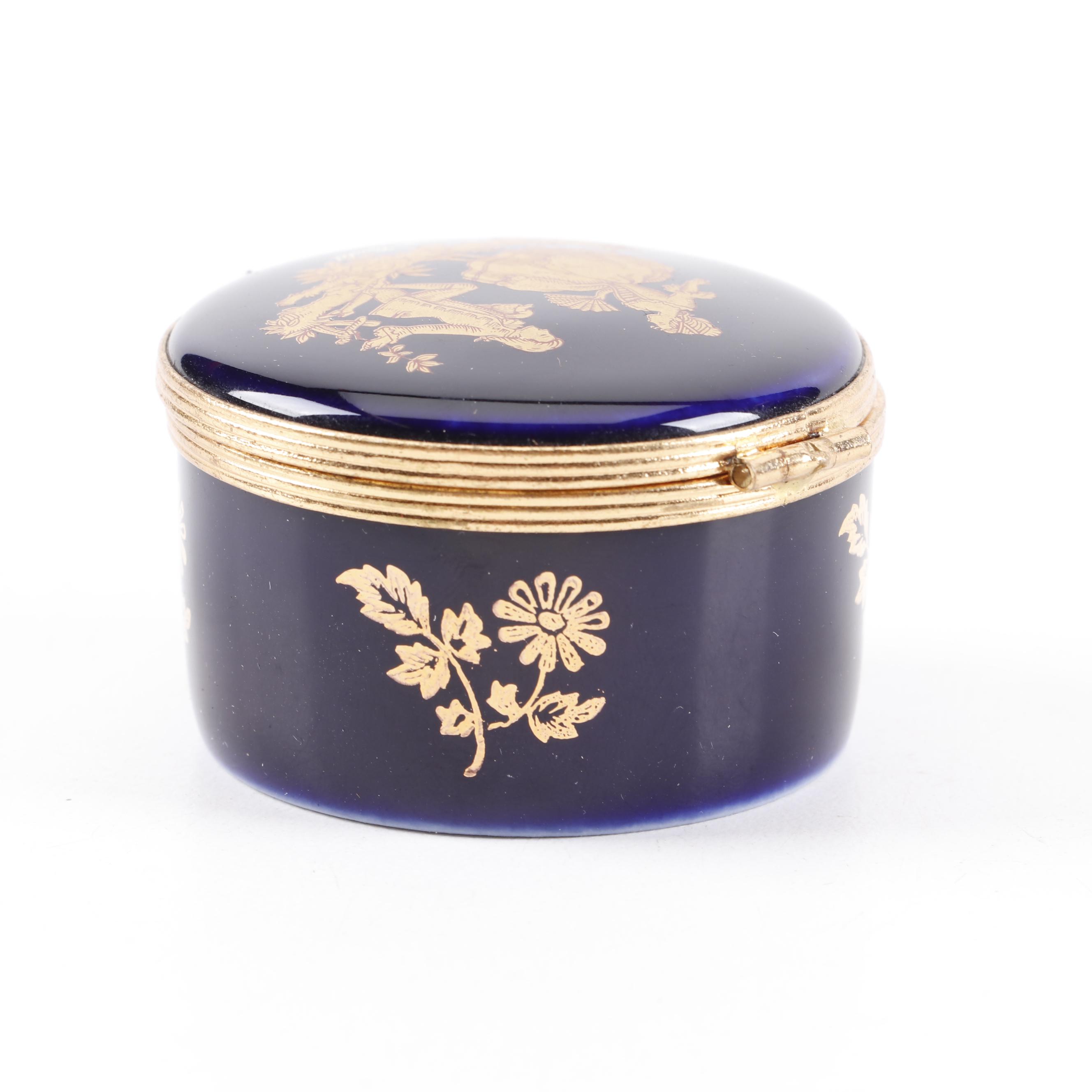 Limoges Castel 22 Karat Gold Embellished Porcelain Trinket Box