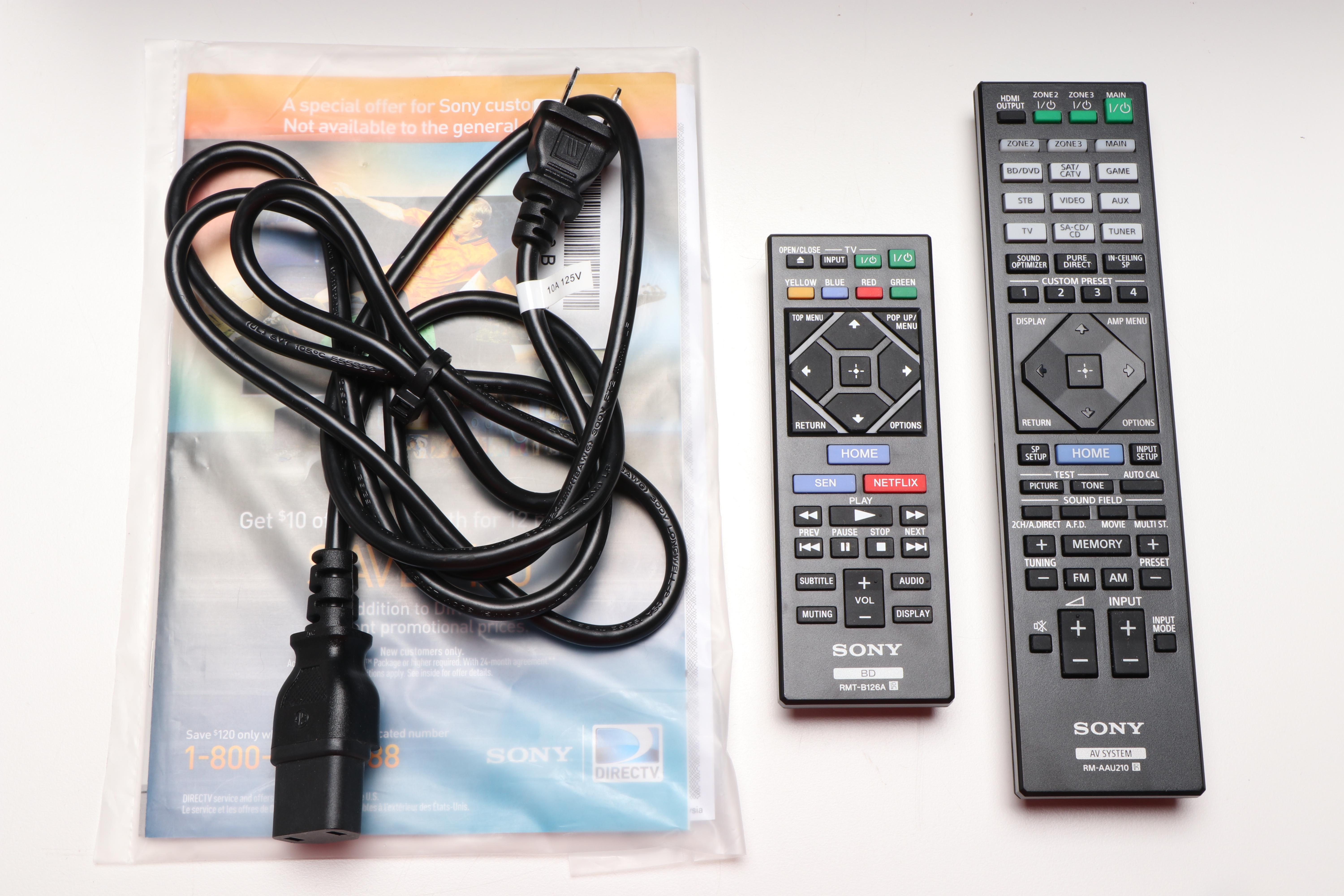 Sony Multi Channel AV Receiver and Blu-Ray Disc/DVD Player