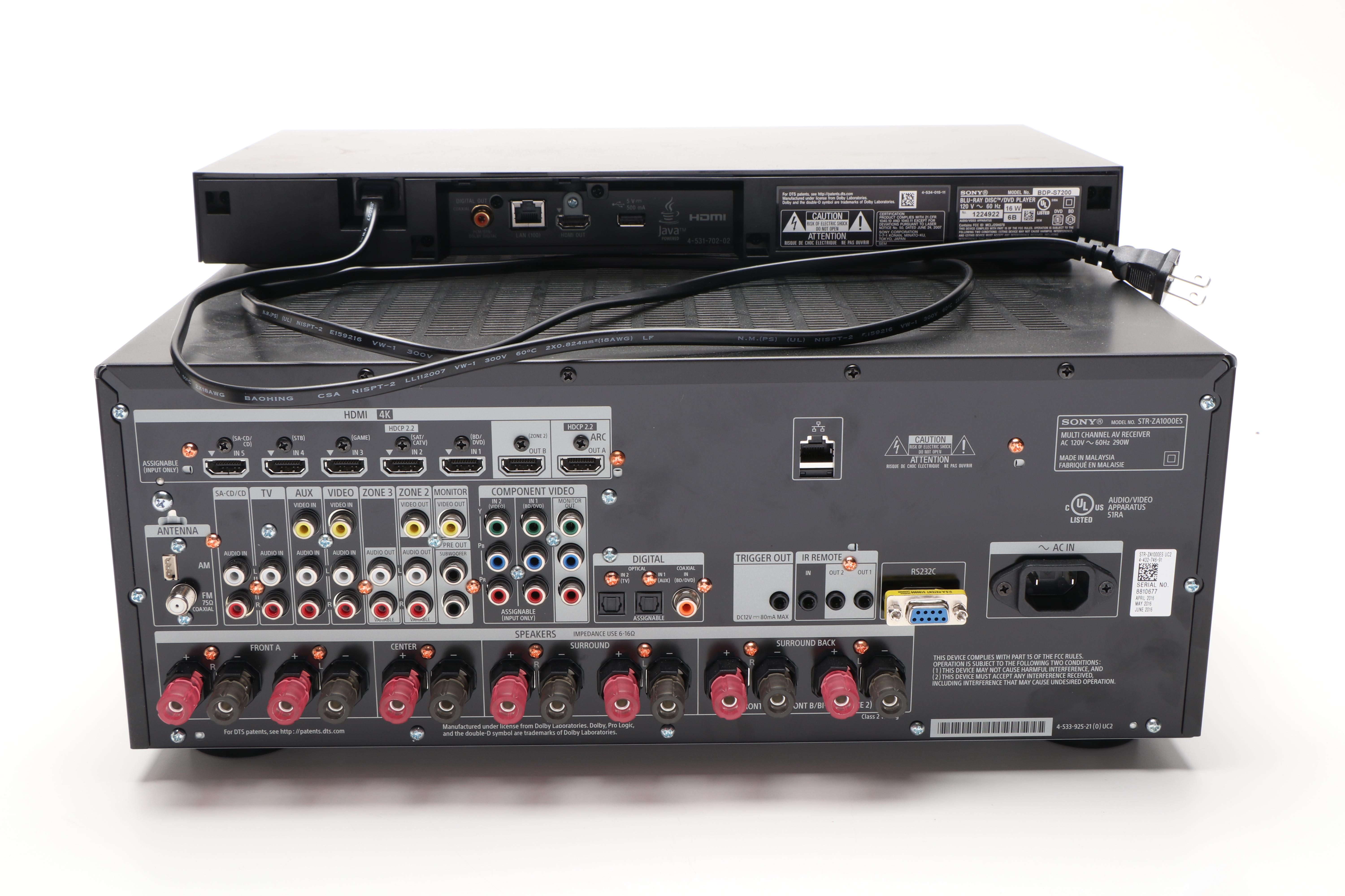 Sony Multi Channel AV Receiver and Blu-Ray Disc/DVD Player