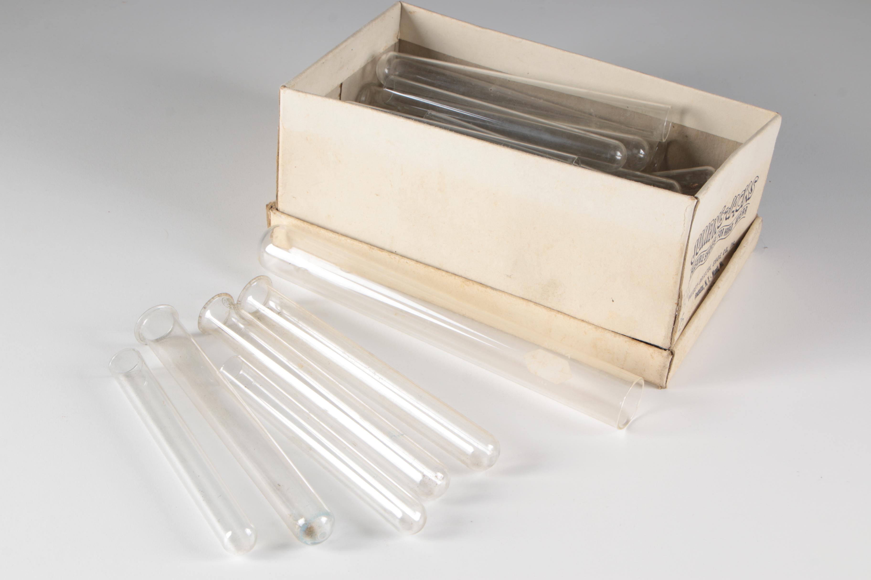 Kimax and Pyrex Test Tubes with Wooden Racks