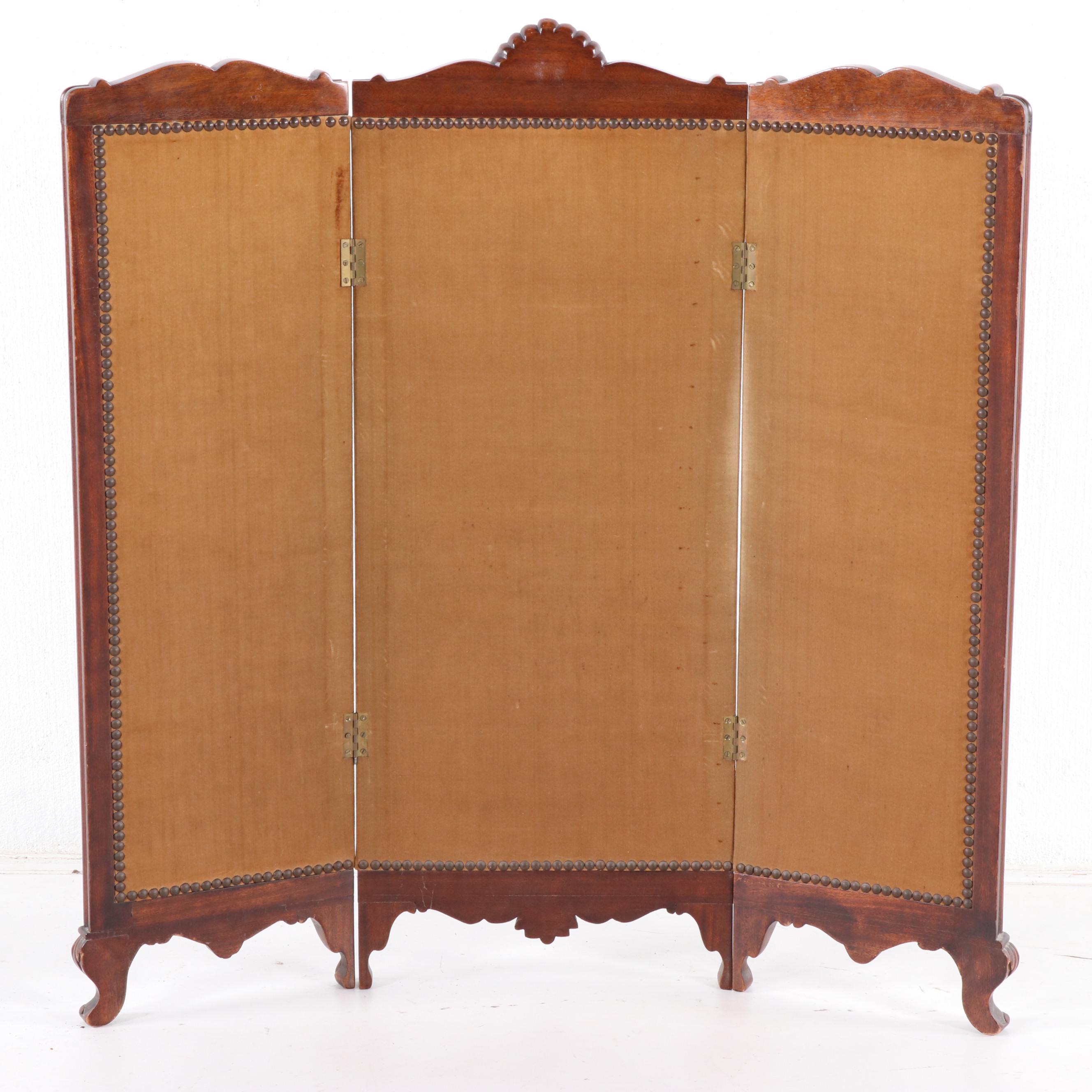 French Provincial Style Mahogany and Needlepoint Fireplace Screen