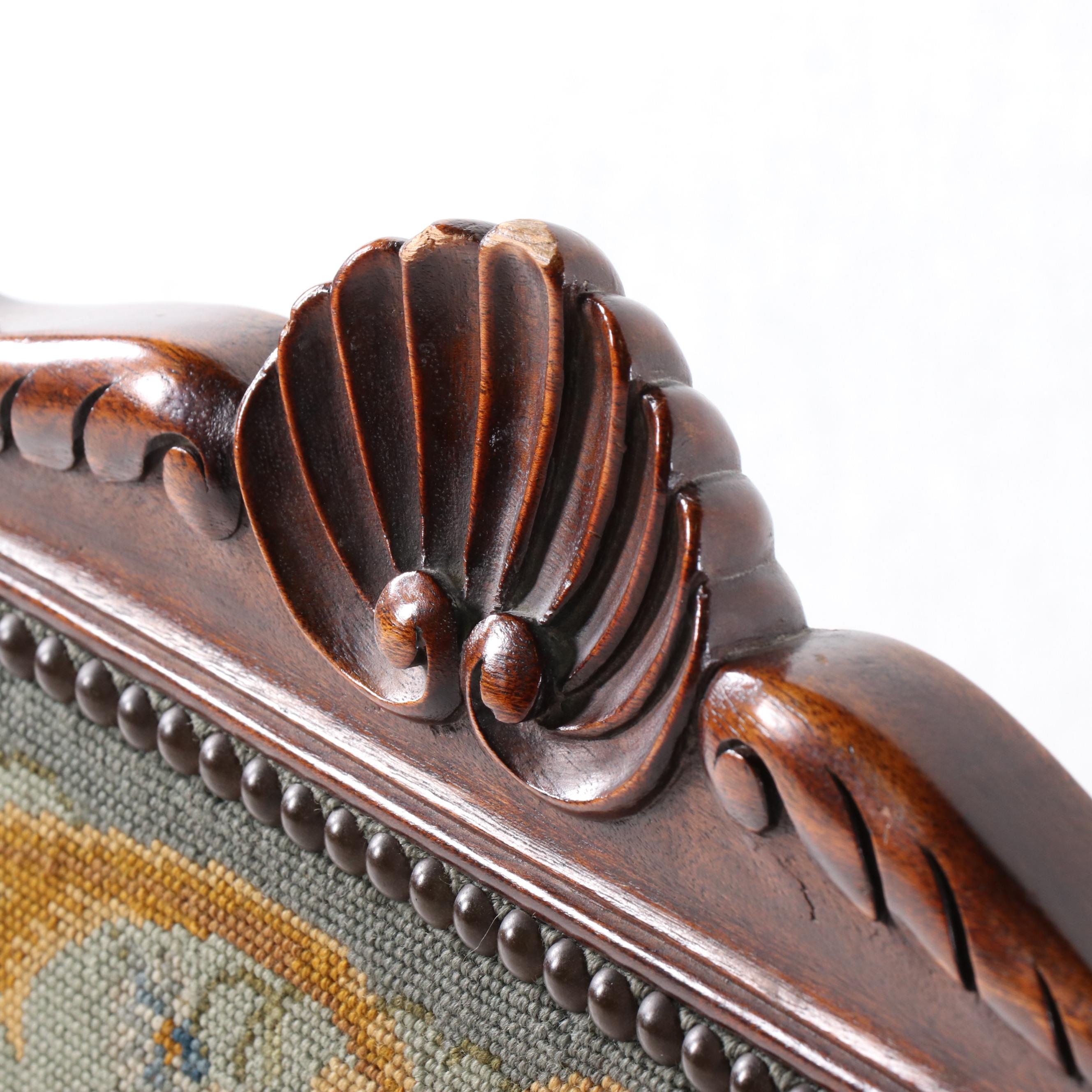 French Provincial Style Mahogany and Needlepoint Fireplace Screen