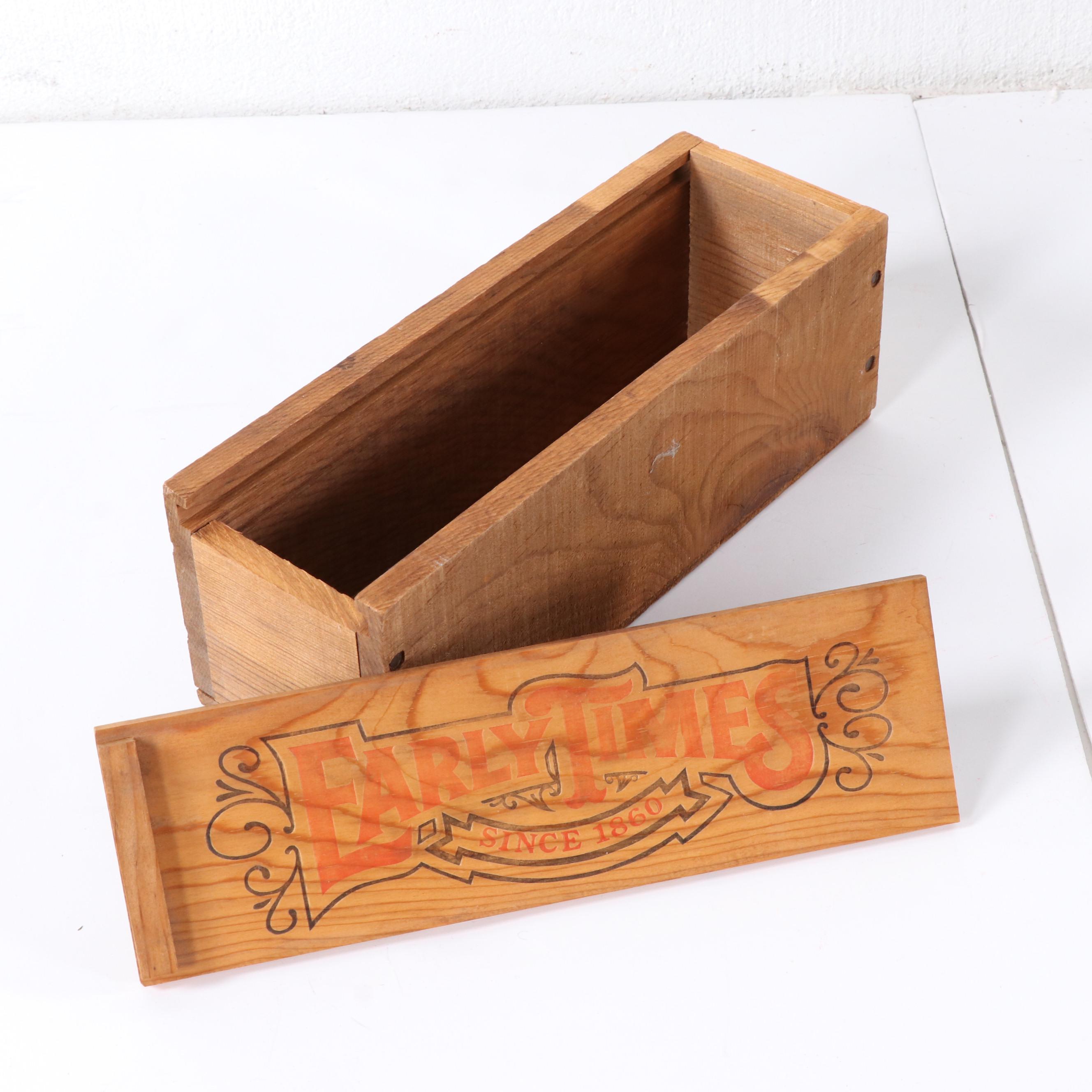 Hudepohl Beer Tray with Lotus Club Sour Mash Whiskey Crate, Vintage