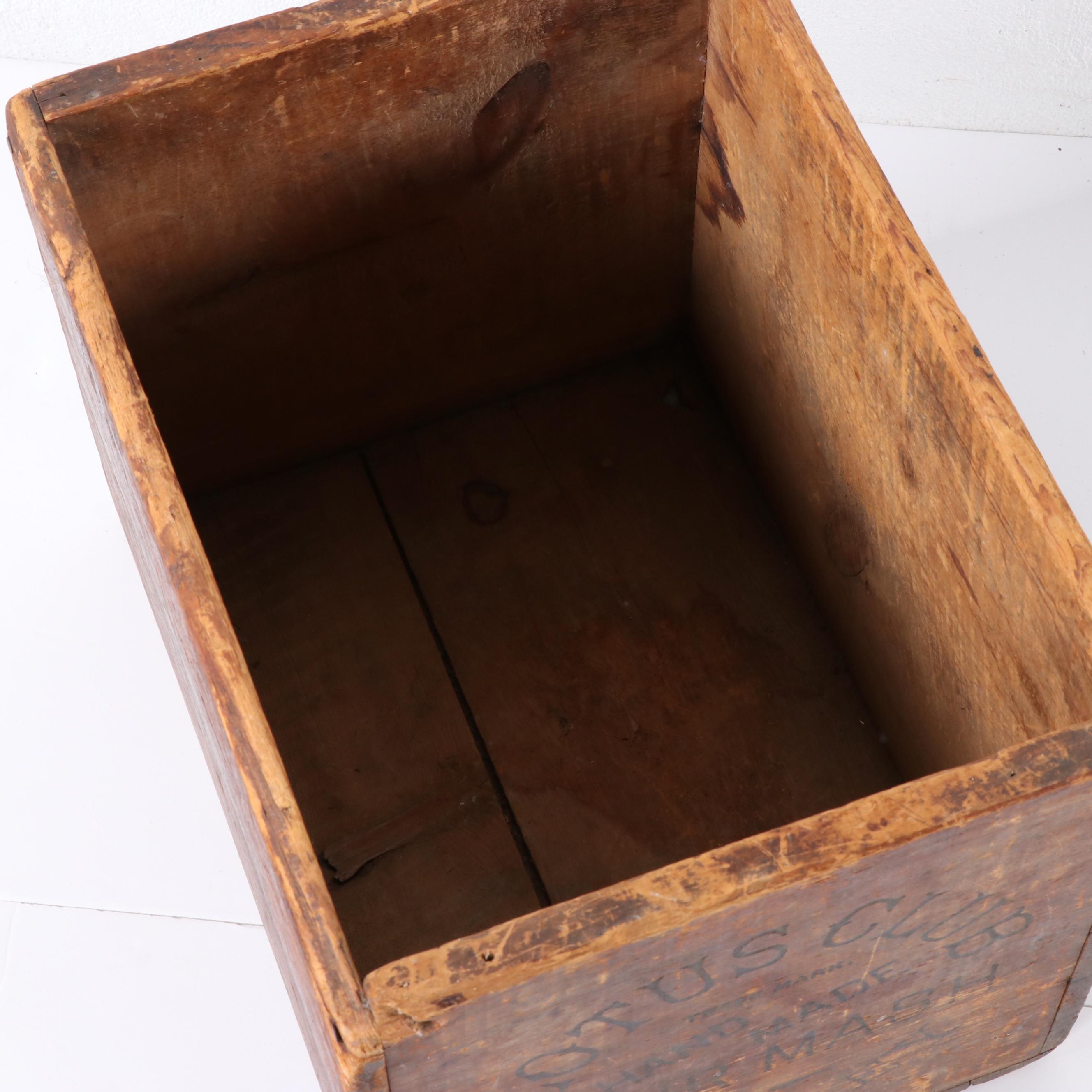 Hudepohl Beer Tray with Lotus Club Sour Mash Whiskey Crate, Vintage