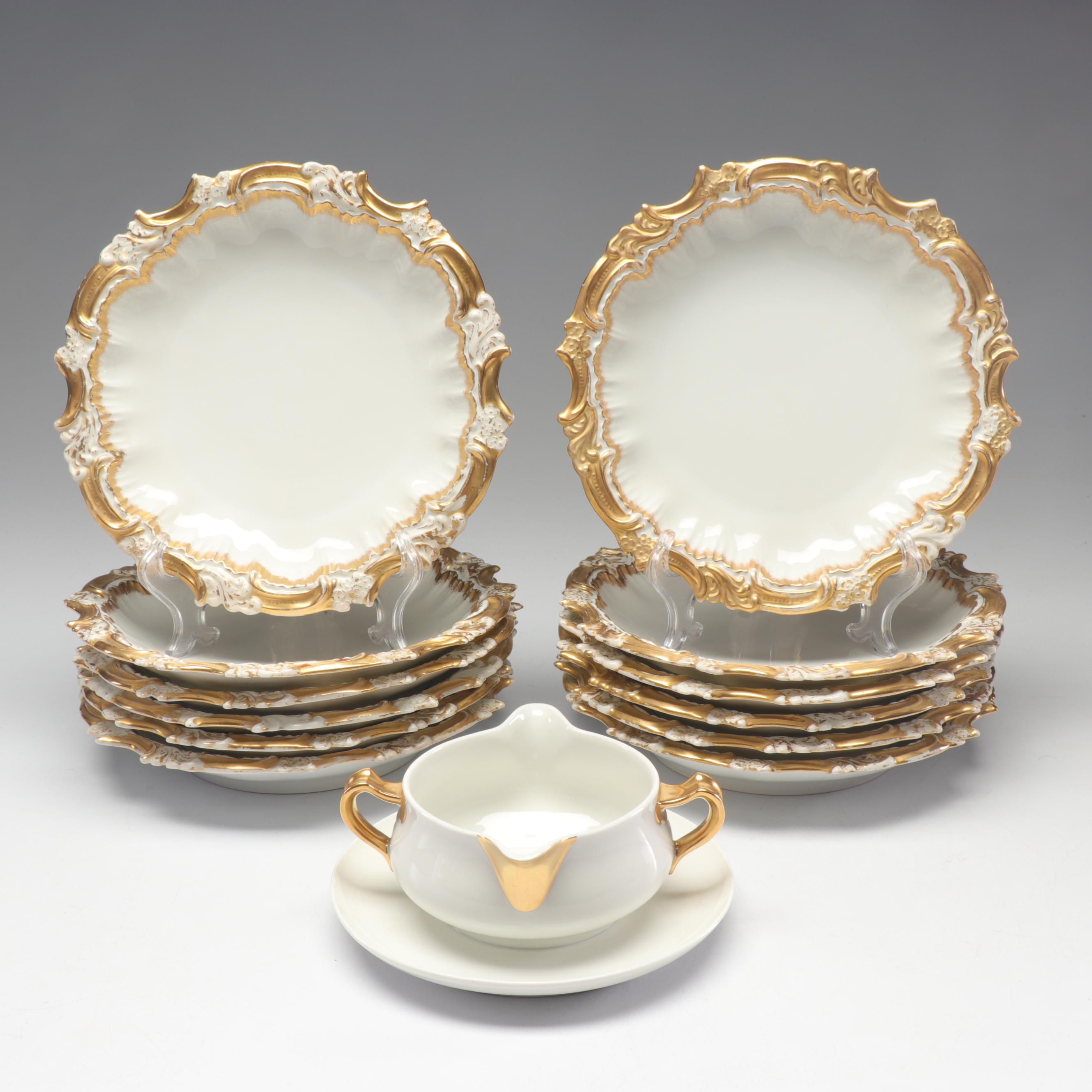 Tressemann and Vogt Dishes and Haviland Gravy Bowl