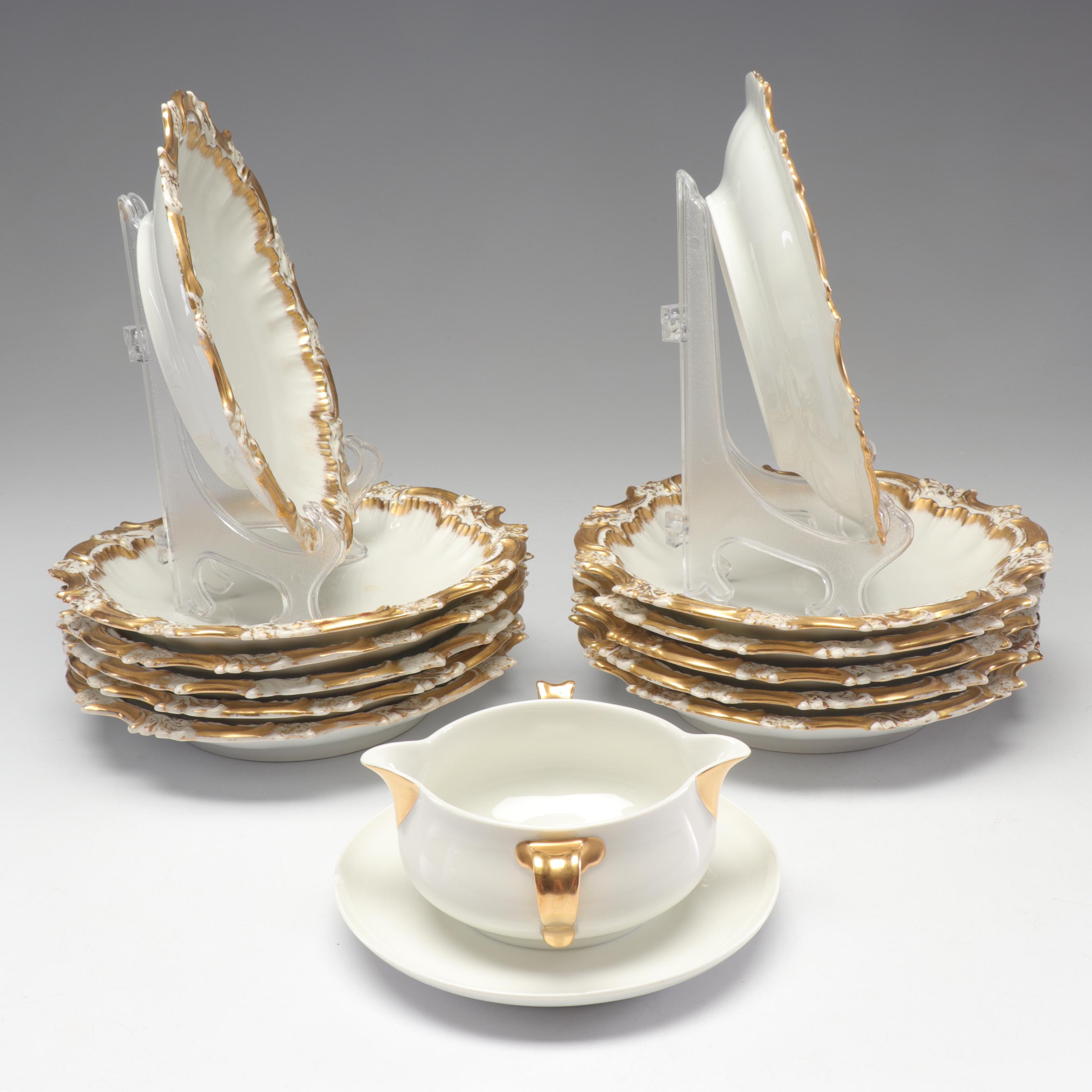 Tressemann and Vogt Dishes and Haviland Gravy Bowl