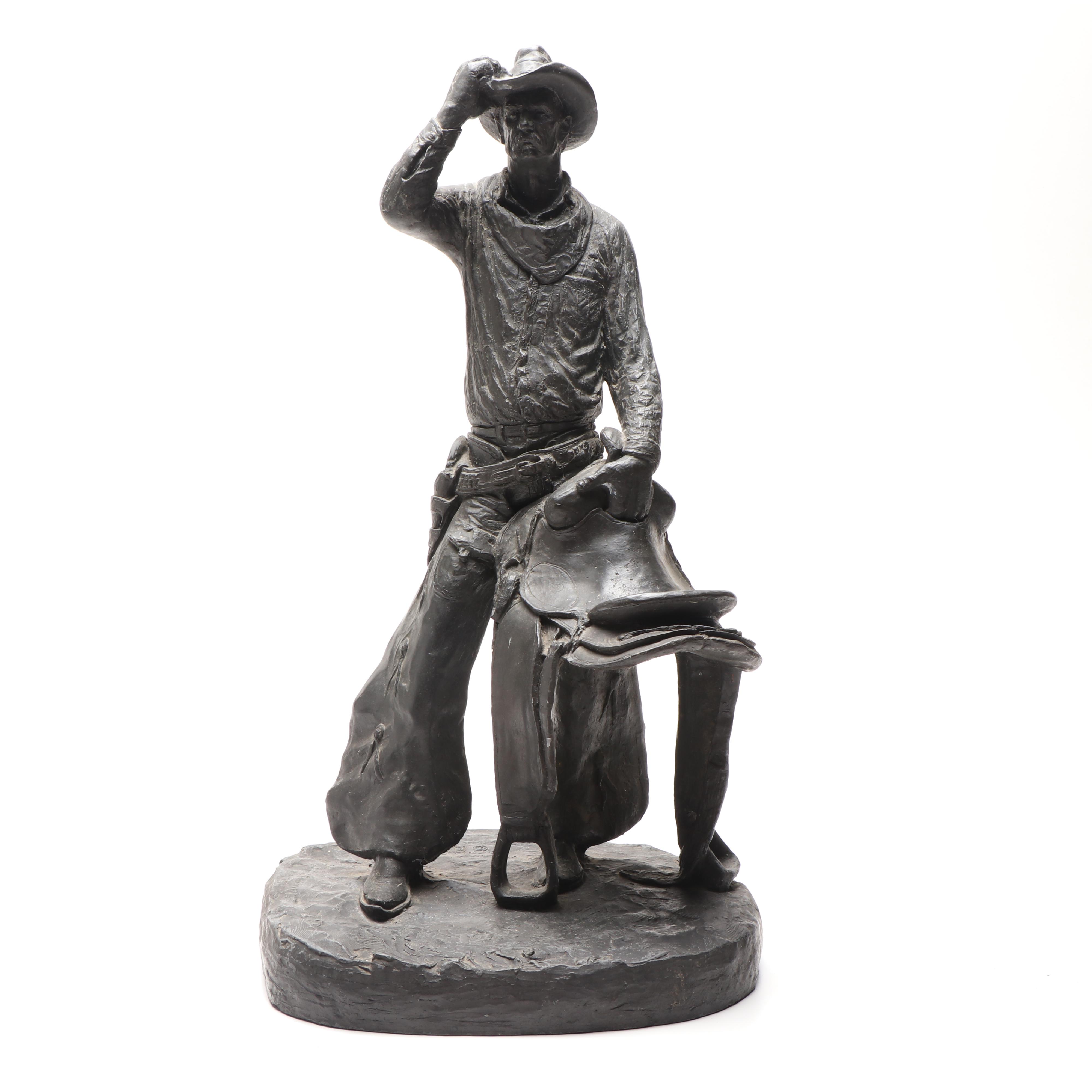 Michael Garman "Saddle Tramp" Bronzetone Sculpture