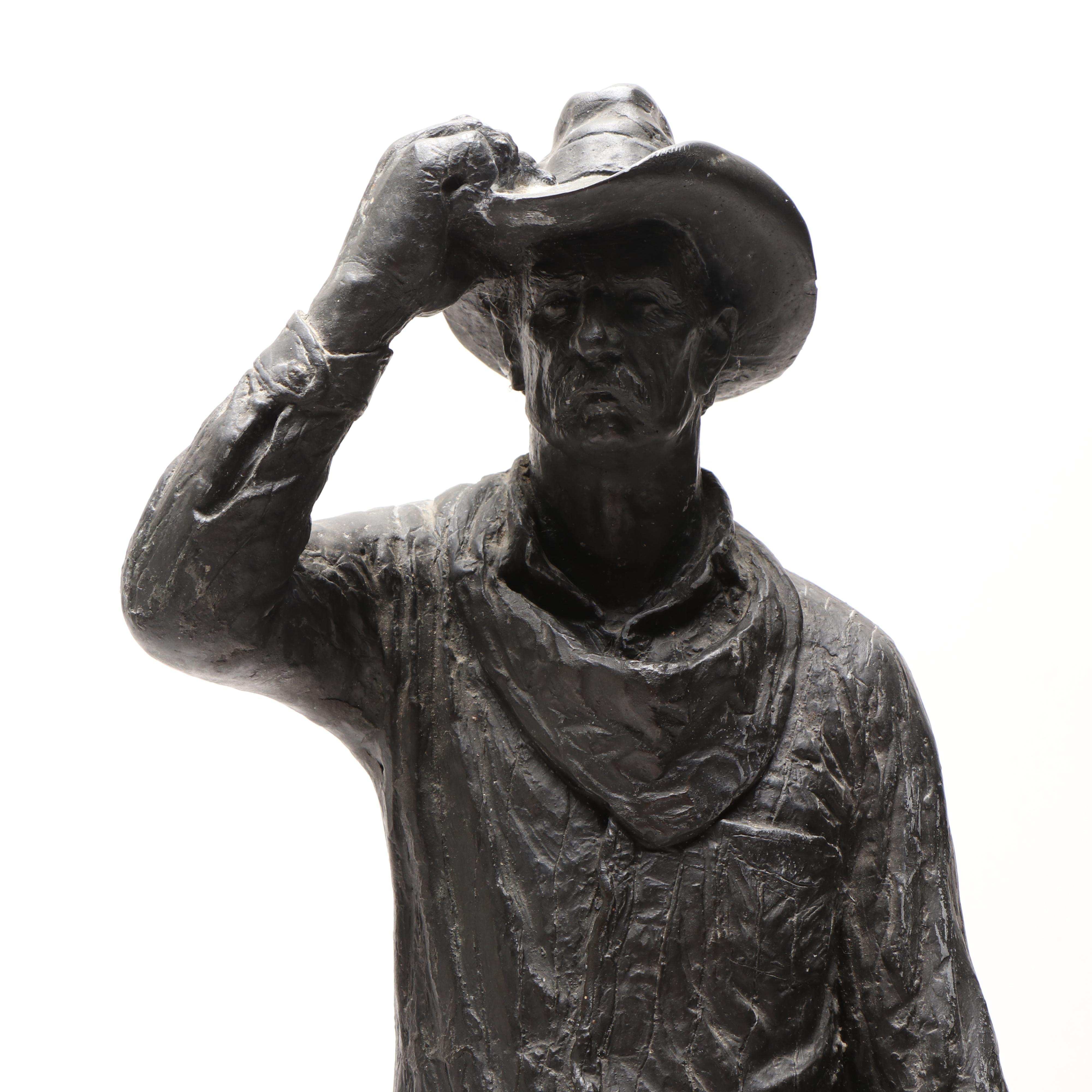 Michael Garman "Saddle Tramp" Bronzetone Sculpture