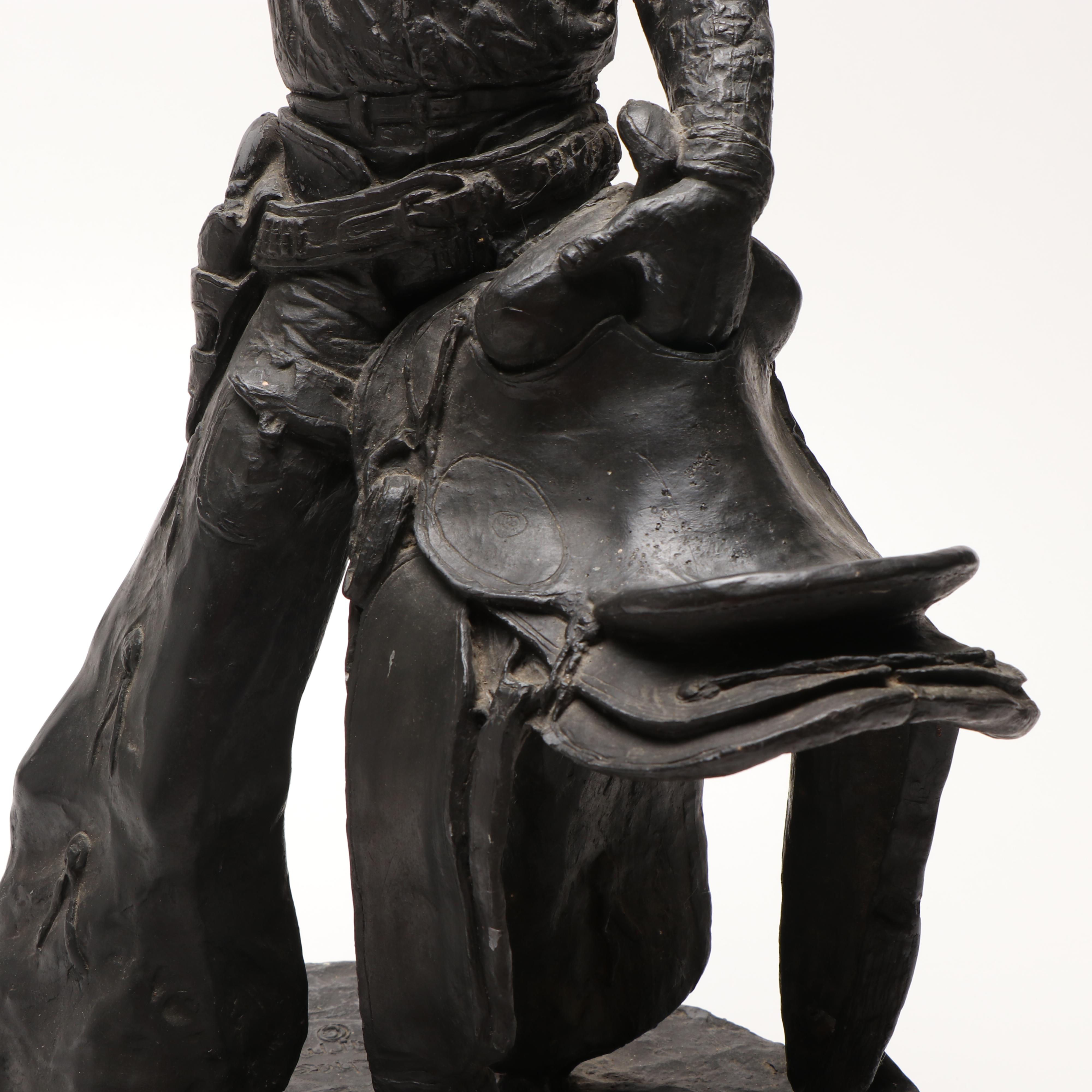 Michael Garman "Saddle Tramp" Bronzetone Sculpture