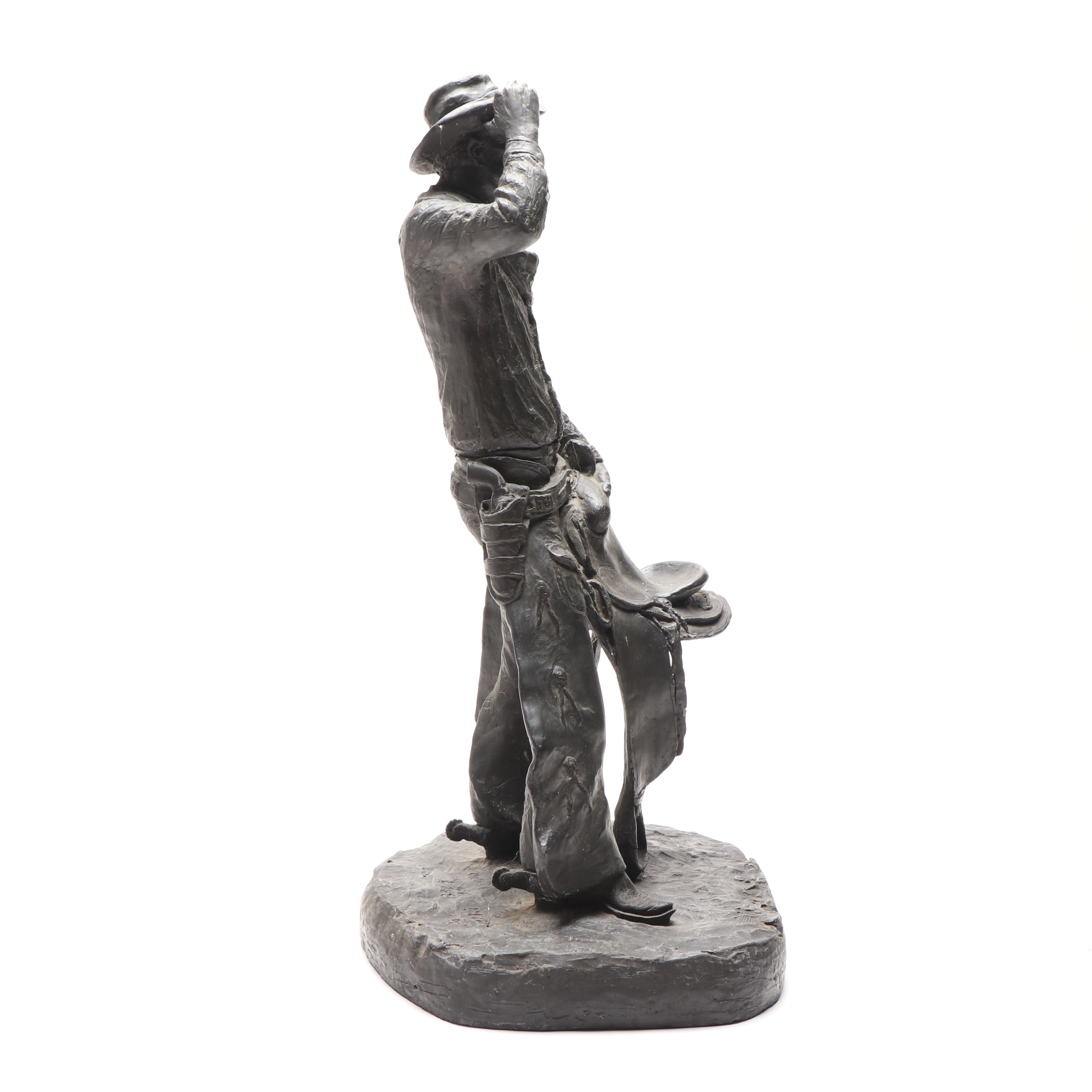 Michael Garman "Saddle Tramp" Bronzetone Sculpture