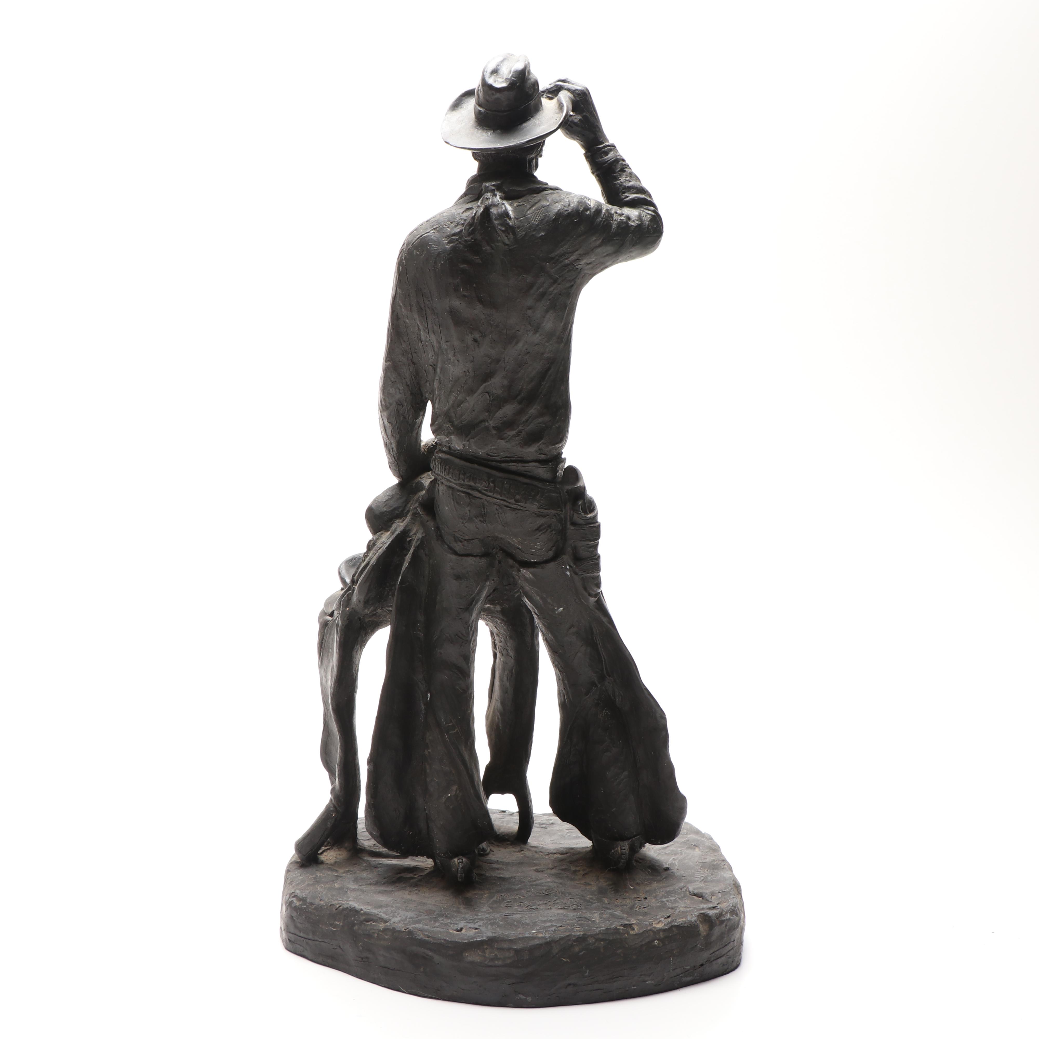 Michael Garman "Saddle Tramp" Bronzetone Sculpture