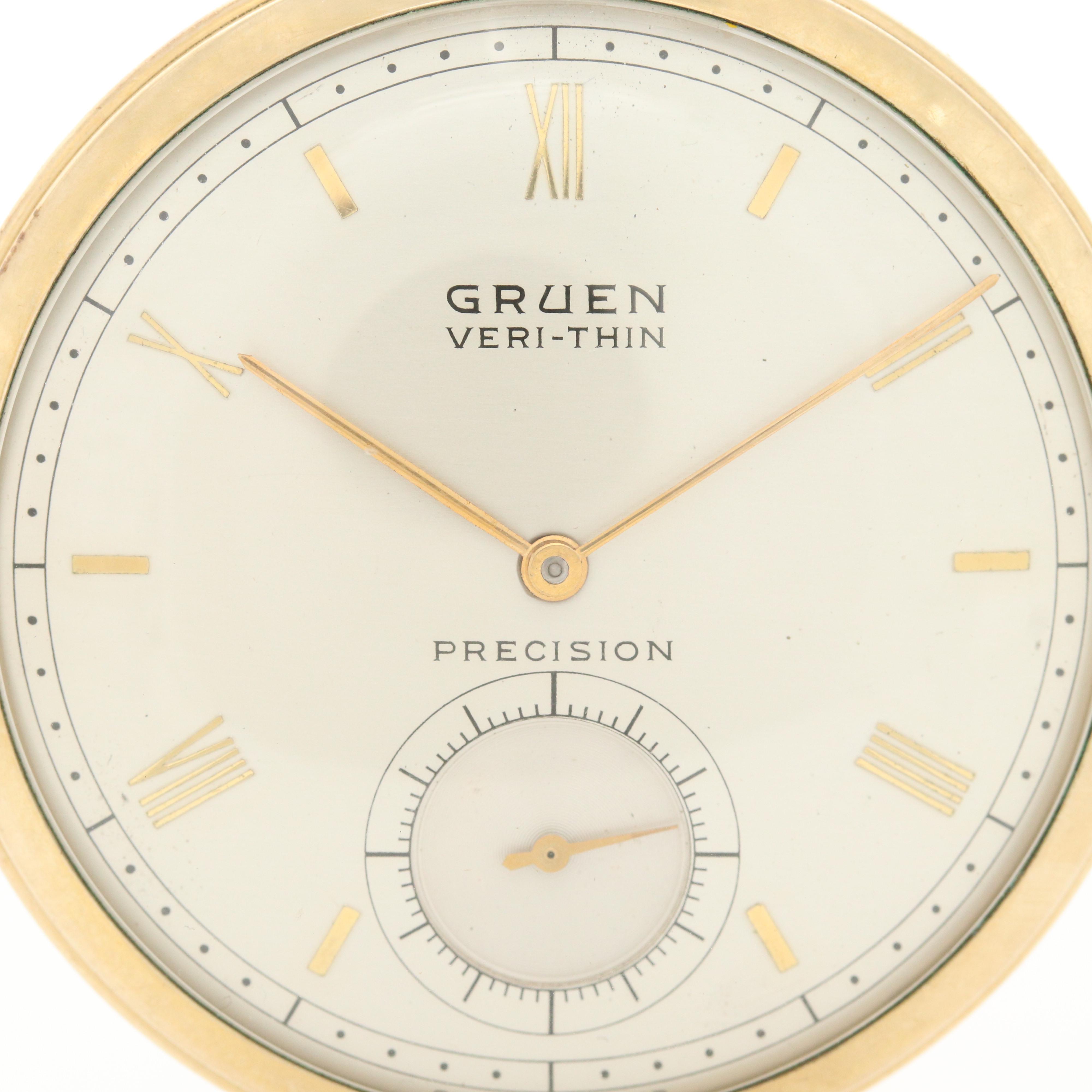 Vintage Gruen Veri - Thin 10K Gold Filled Pocket Watch, 1947