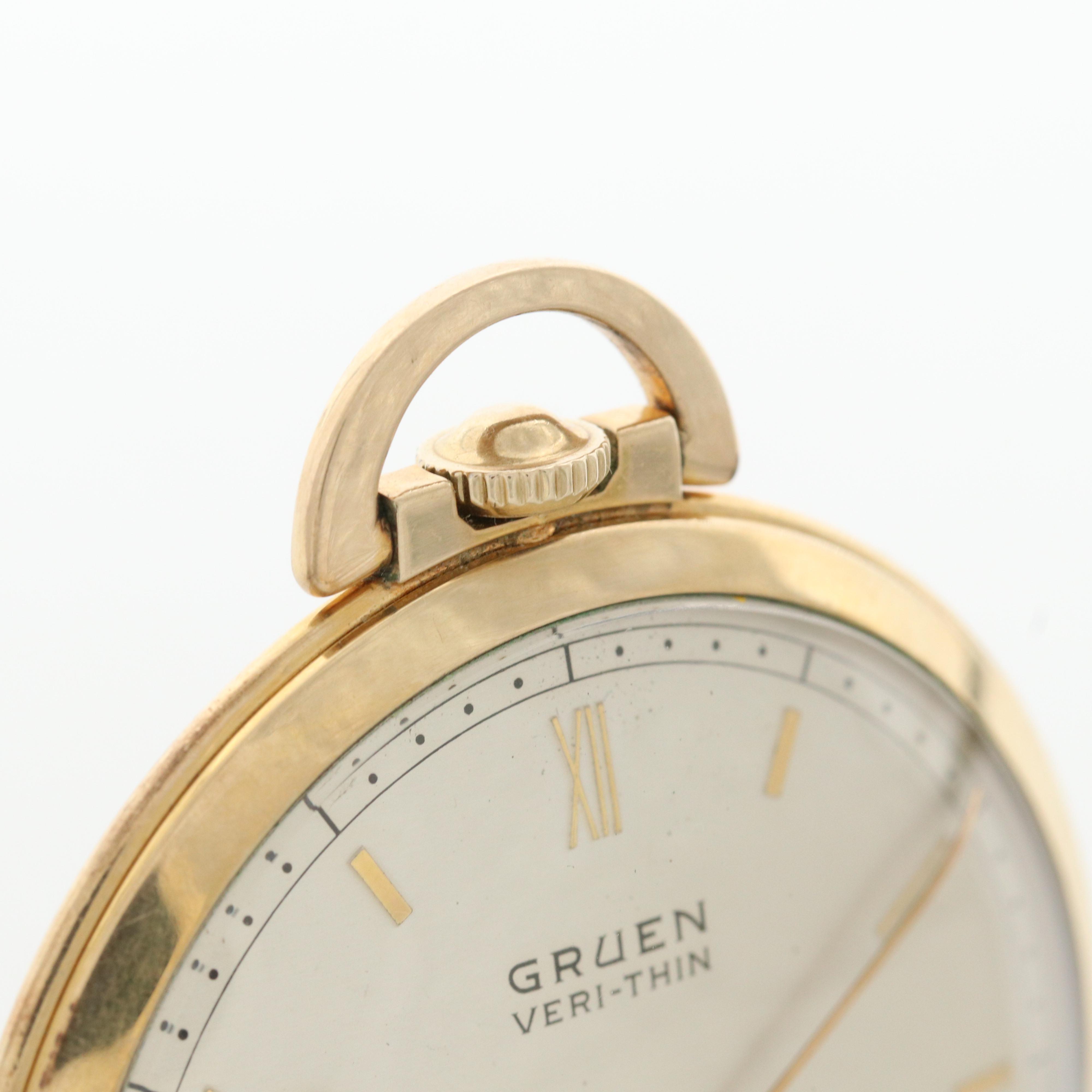 Vintage Gruen Veri - Thin 10K Gold Filled Pocket Watch, 1947