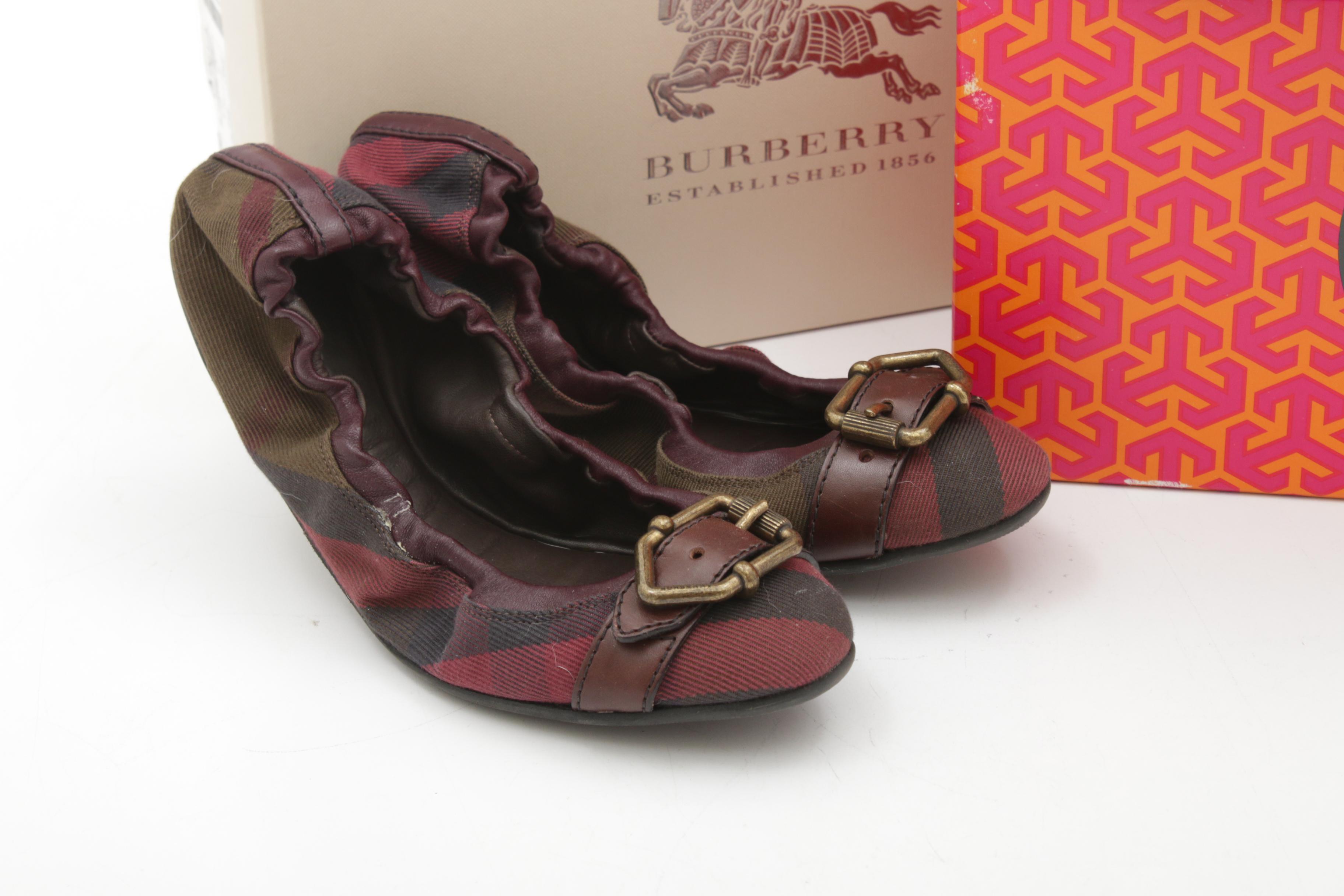 Tory Burch, Burberry and Donald J Pliner Flats and Slides