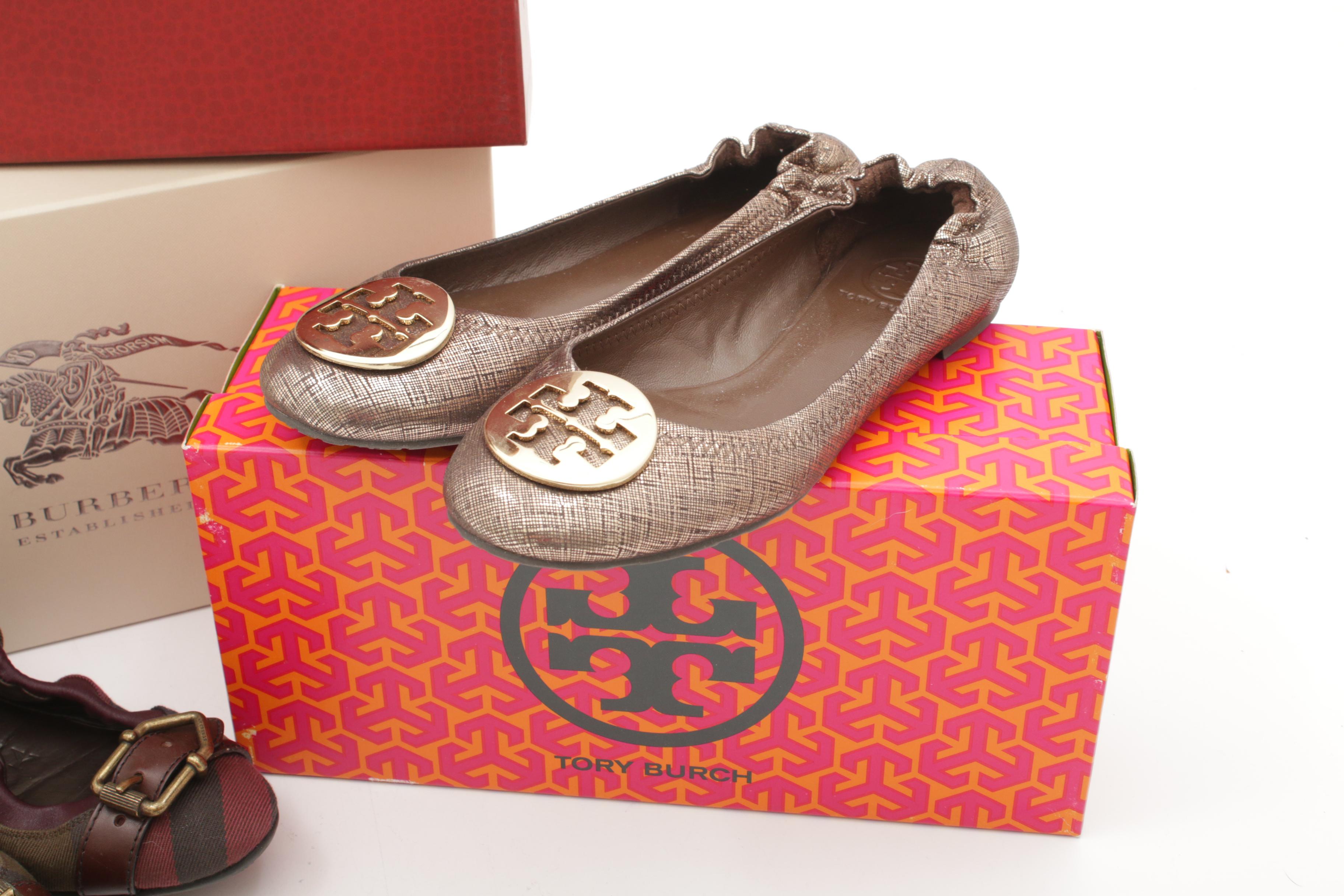 Tory Burch, Burberry and Donald J Pliner Flats and Slides