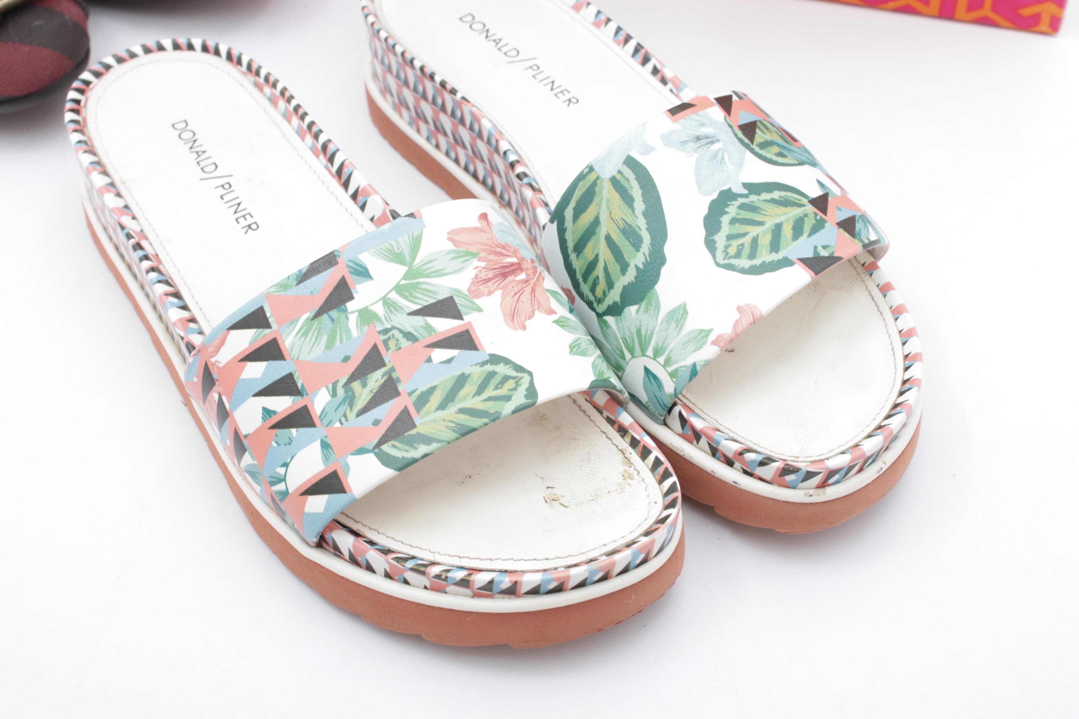 Tory Burch, Burberry and Donald J Pliner Flats and Slides