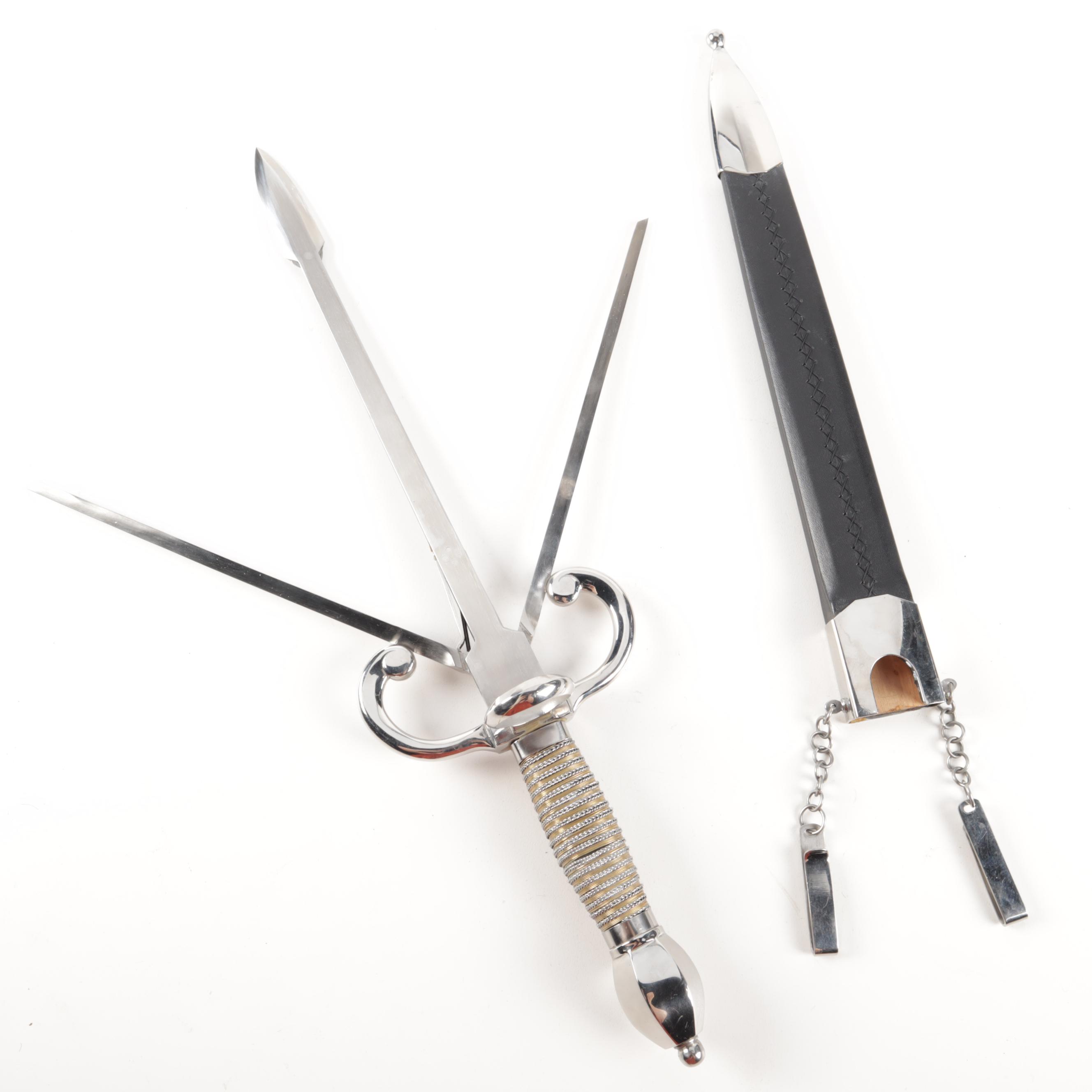 Stainless Steel Cosplay Parrying Dagger with Leather Sheath