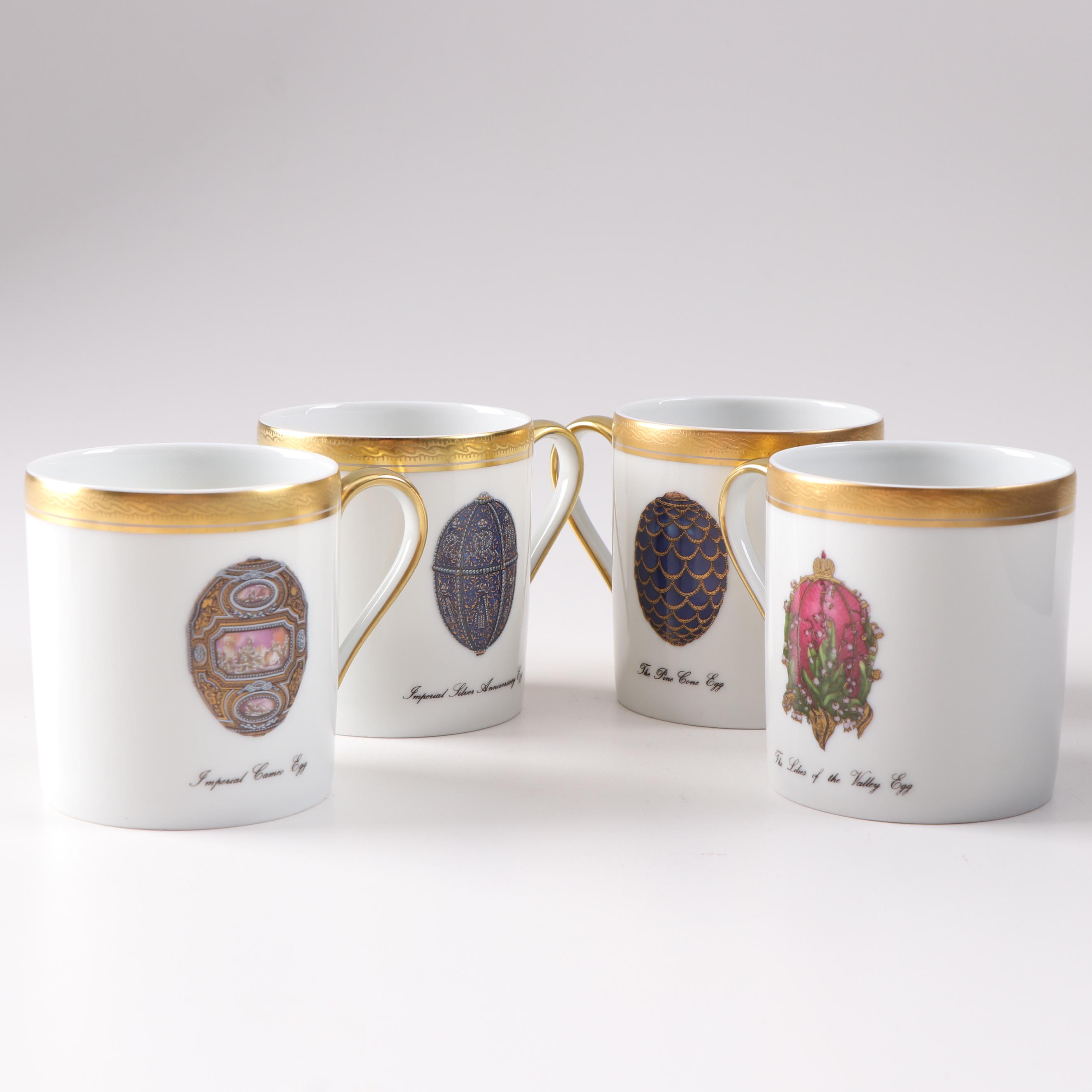 Fabergé Limoges Porcelain Demitasse Cups and Saucers