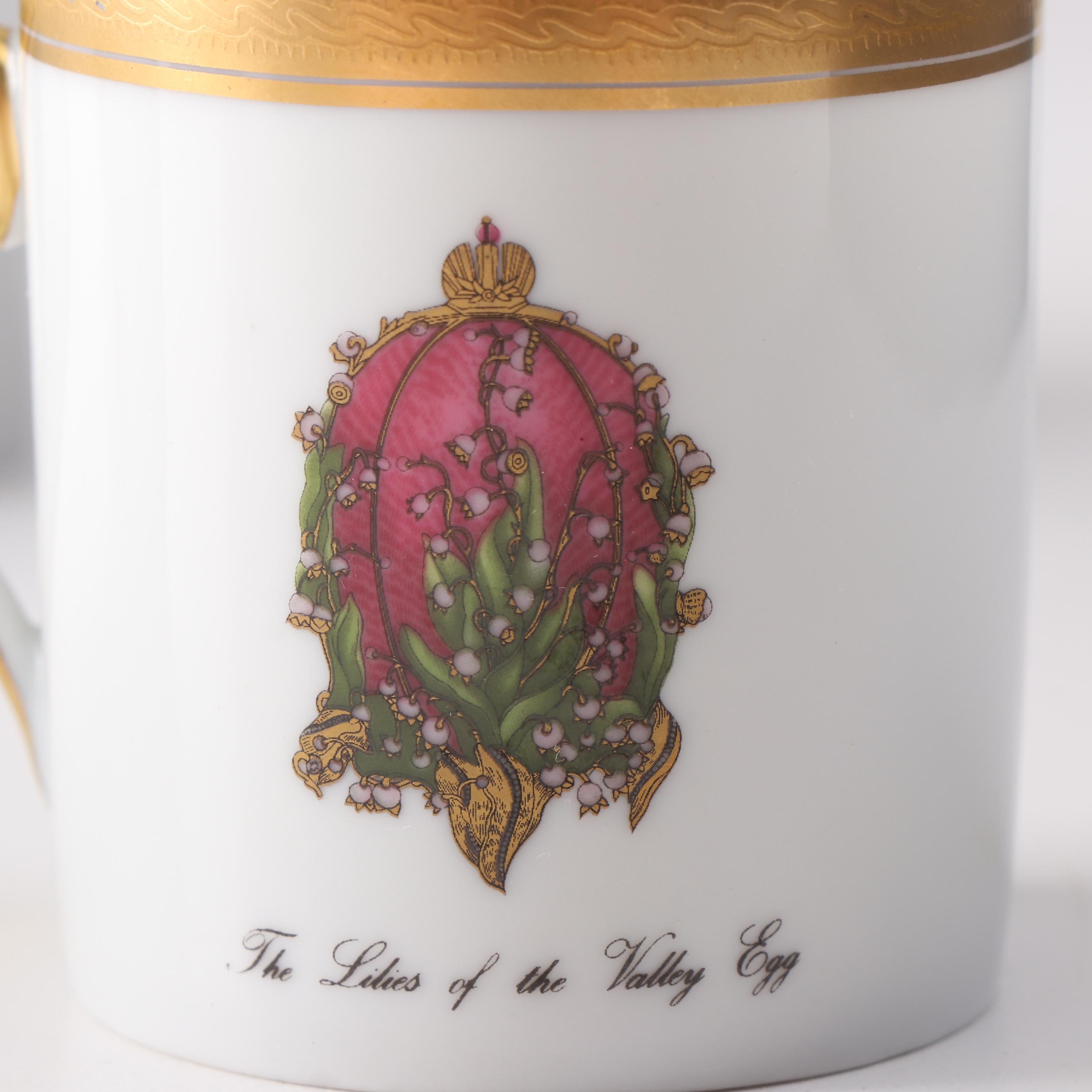 Fabergé Limoges Porcelain Demitasse Cups and Saucers