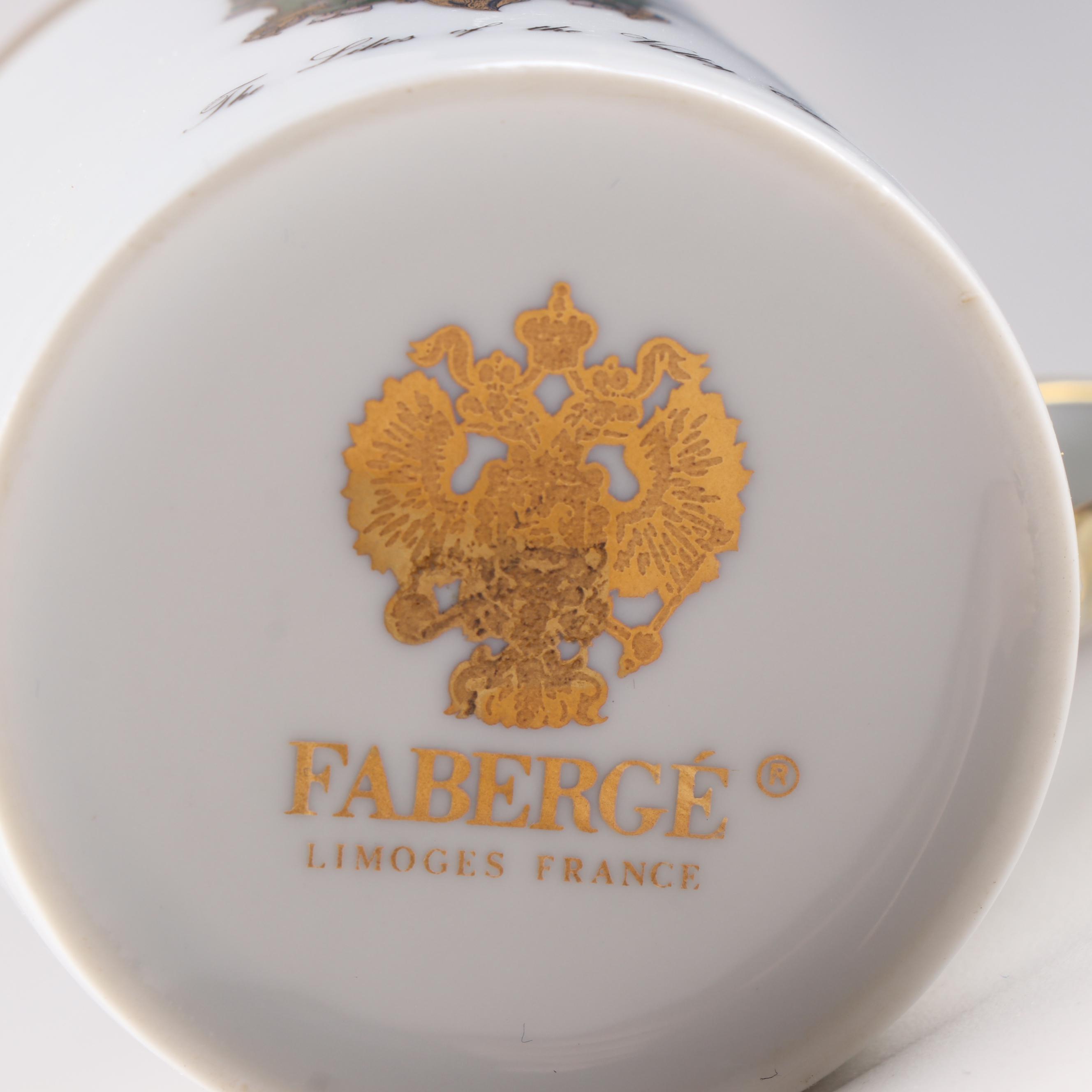 Fabergé Limoges Porcelain Demitasse Cups and Saucers