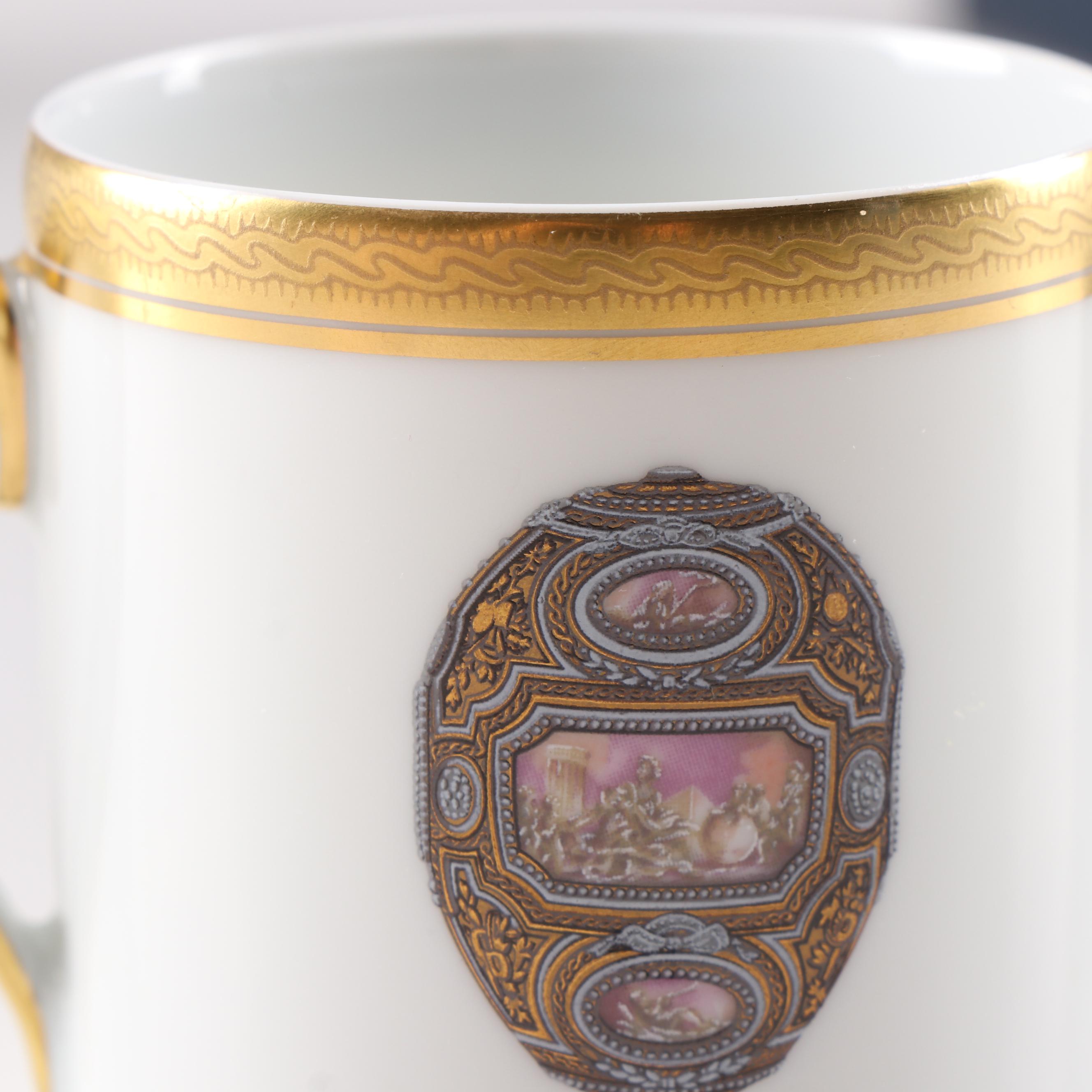 Fabergé Limoges Porcelain Demitasse Cups and Saucers