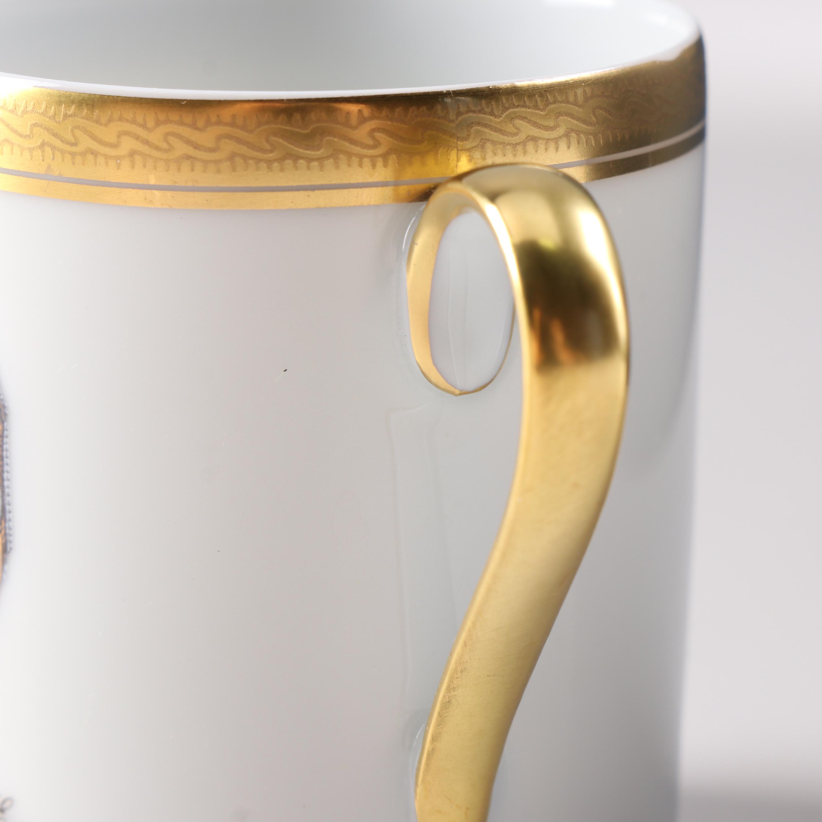 Fabergé Limoges Porcelain Demitasse Cups and Saucers