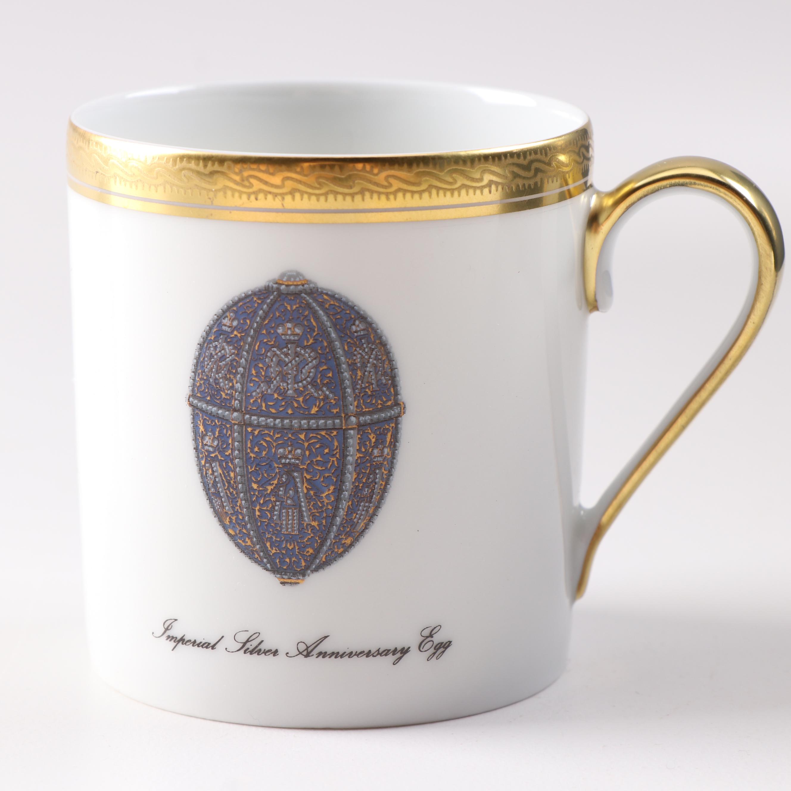 Fabergé Limoges Porcelain Demitasse Cups and Saucers